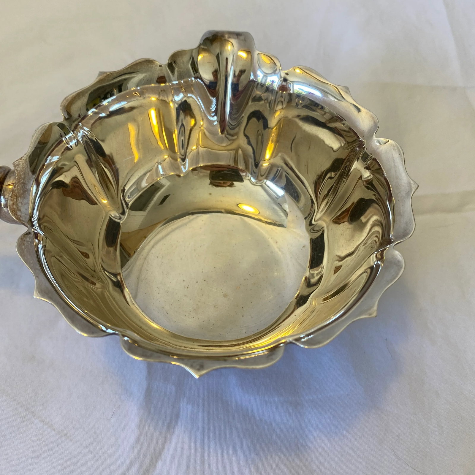 Vintage Silver Plate Sauce Bowl With Spout and Wooden Handle - 7