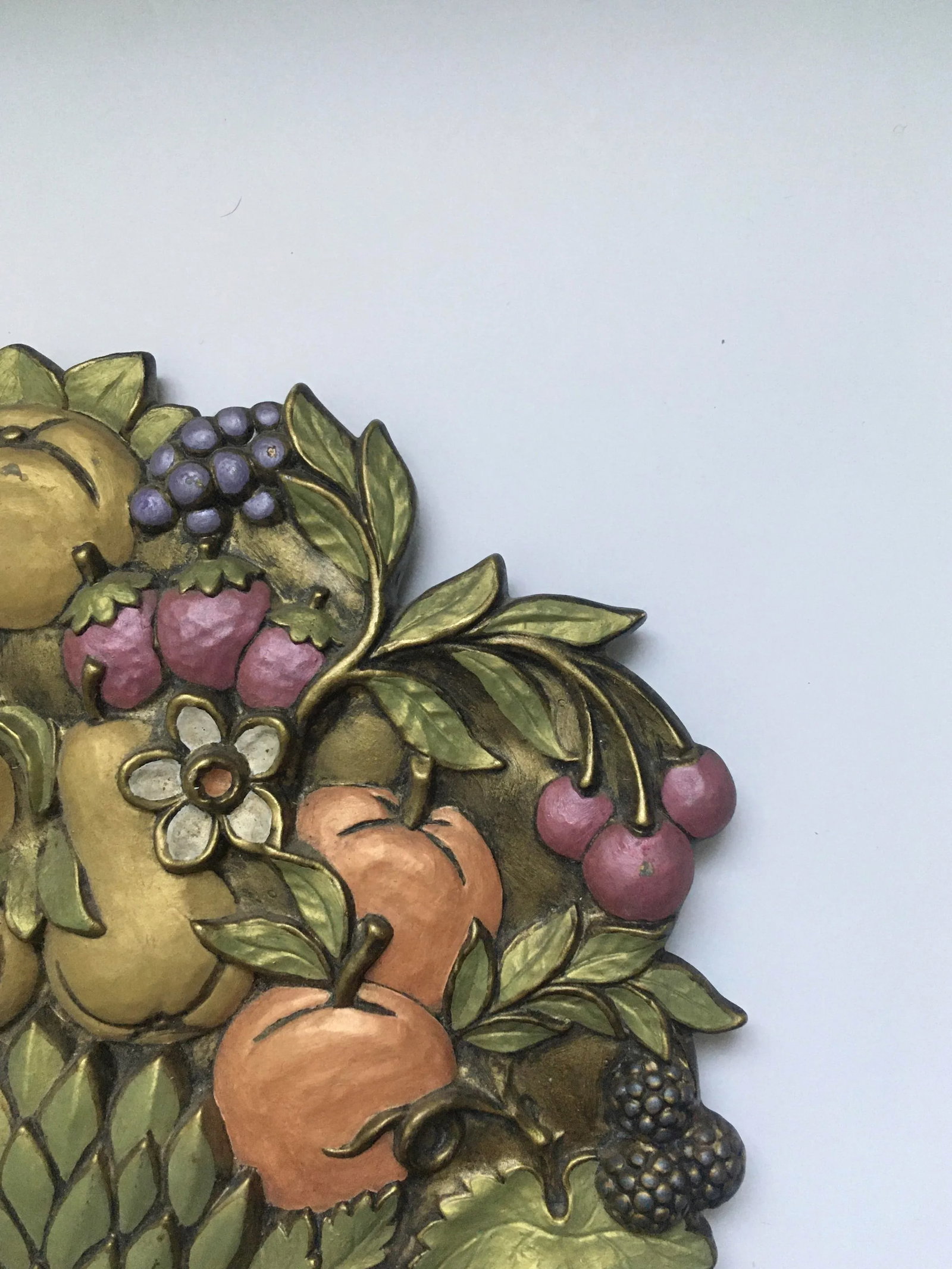 Vintage Mid 20th Century Jewel Tone Fruit Basket Wall Hanging - 8