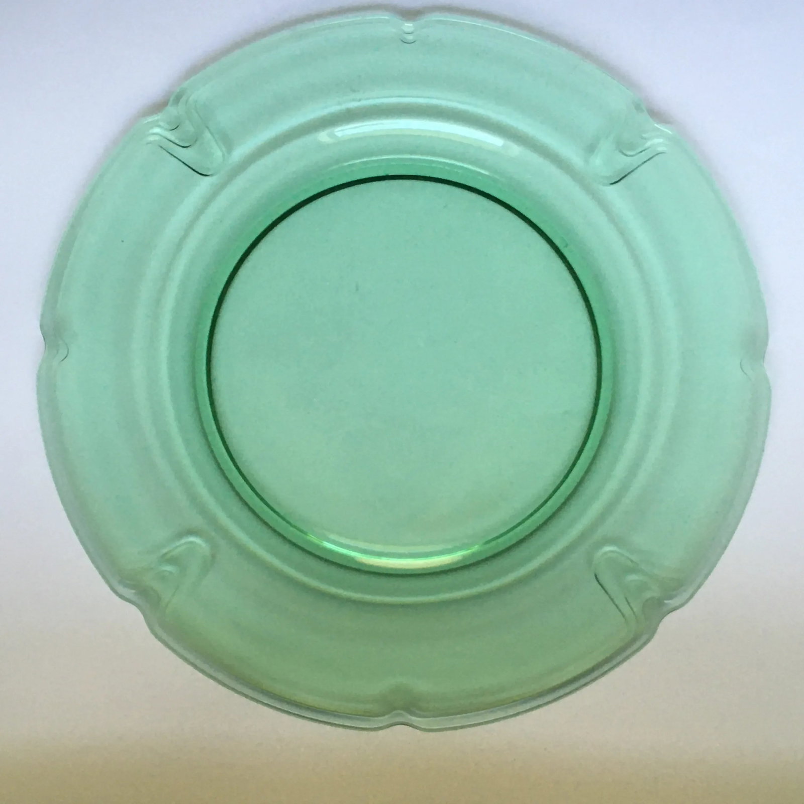 1930's Duncan Miller "Puritan "Green Glass Platter - 13