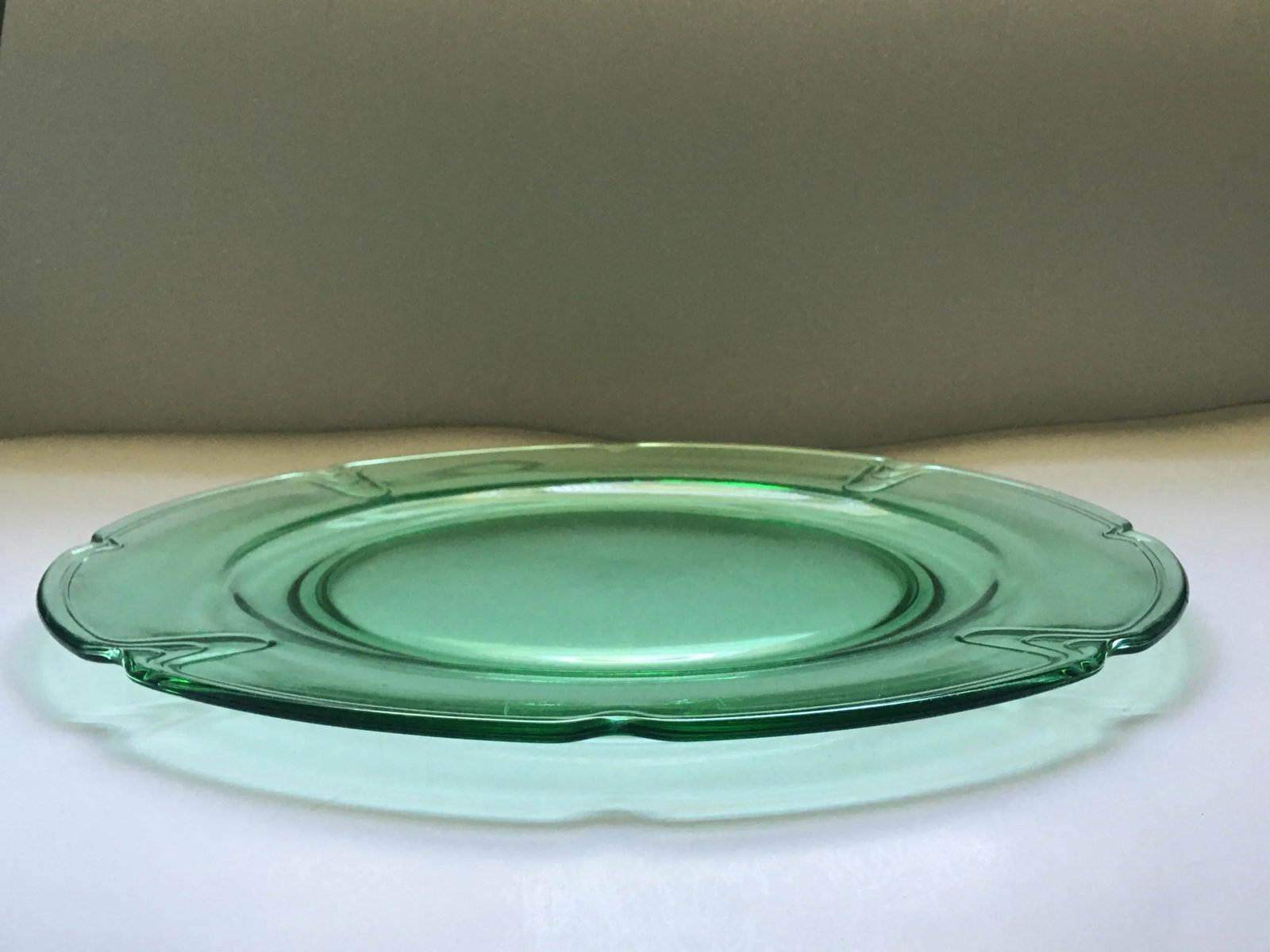 1930's Duncan Miller "Puritan "Green Glass Platter - 2