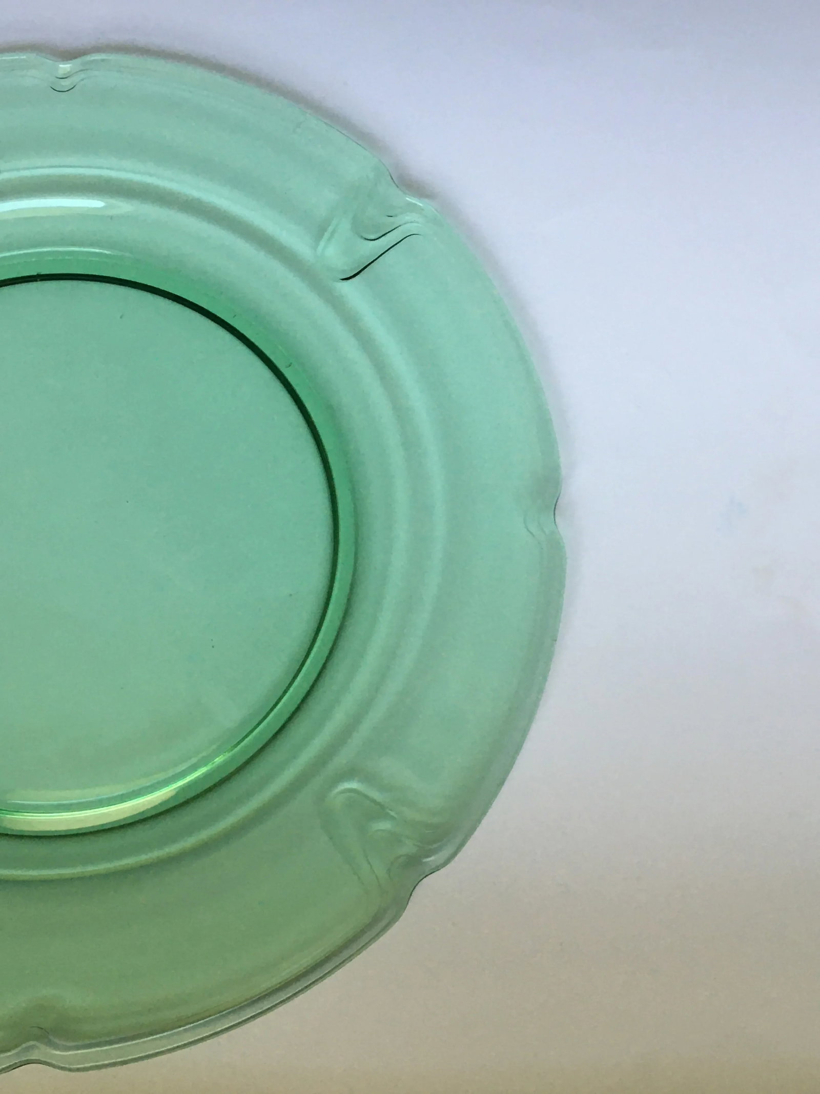 1930's Duncan Miller "Puritan "Green Glass Platter - 3