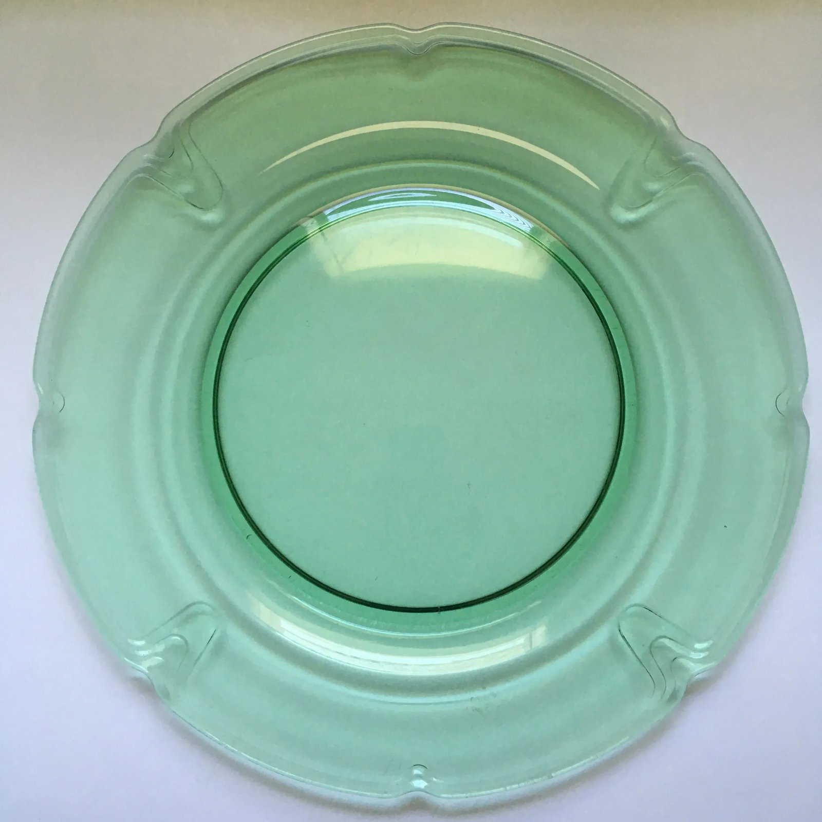 1930's Duncan Miller "Puritan "Green Glass Platter - 4