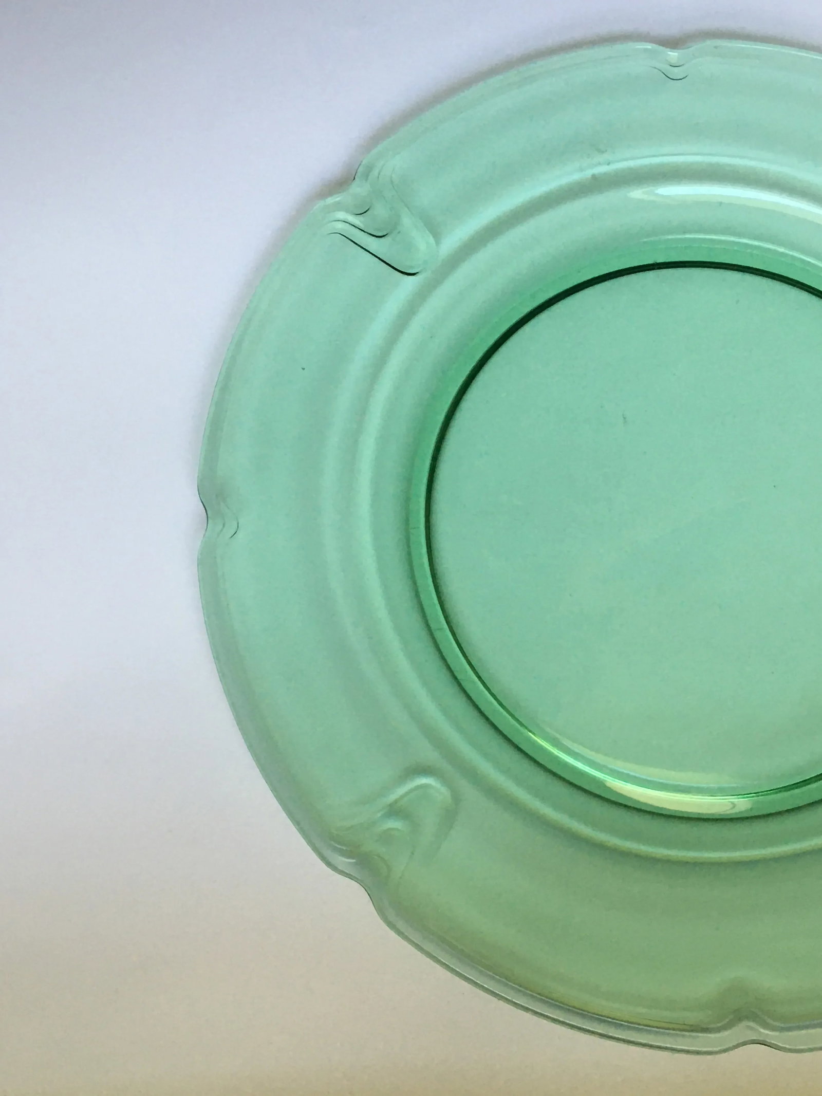 1930's Duncan Miller "Puritan "Green Glass Platter - 5