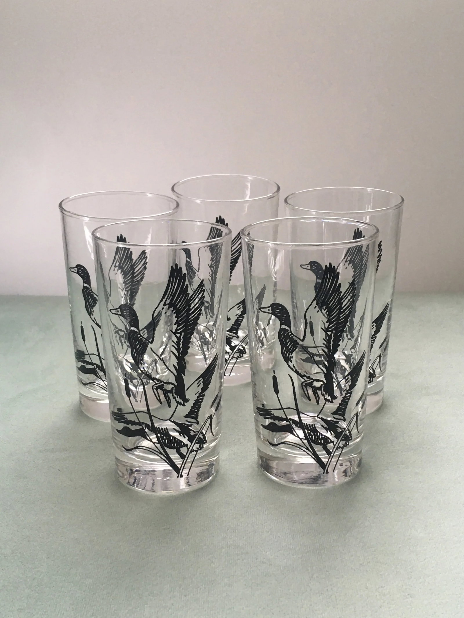 1960's Libbey Black Duck Pressed Glass Tumblers- Set of 5 - 11