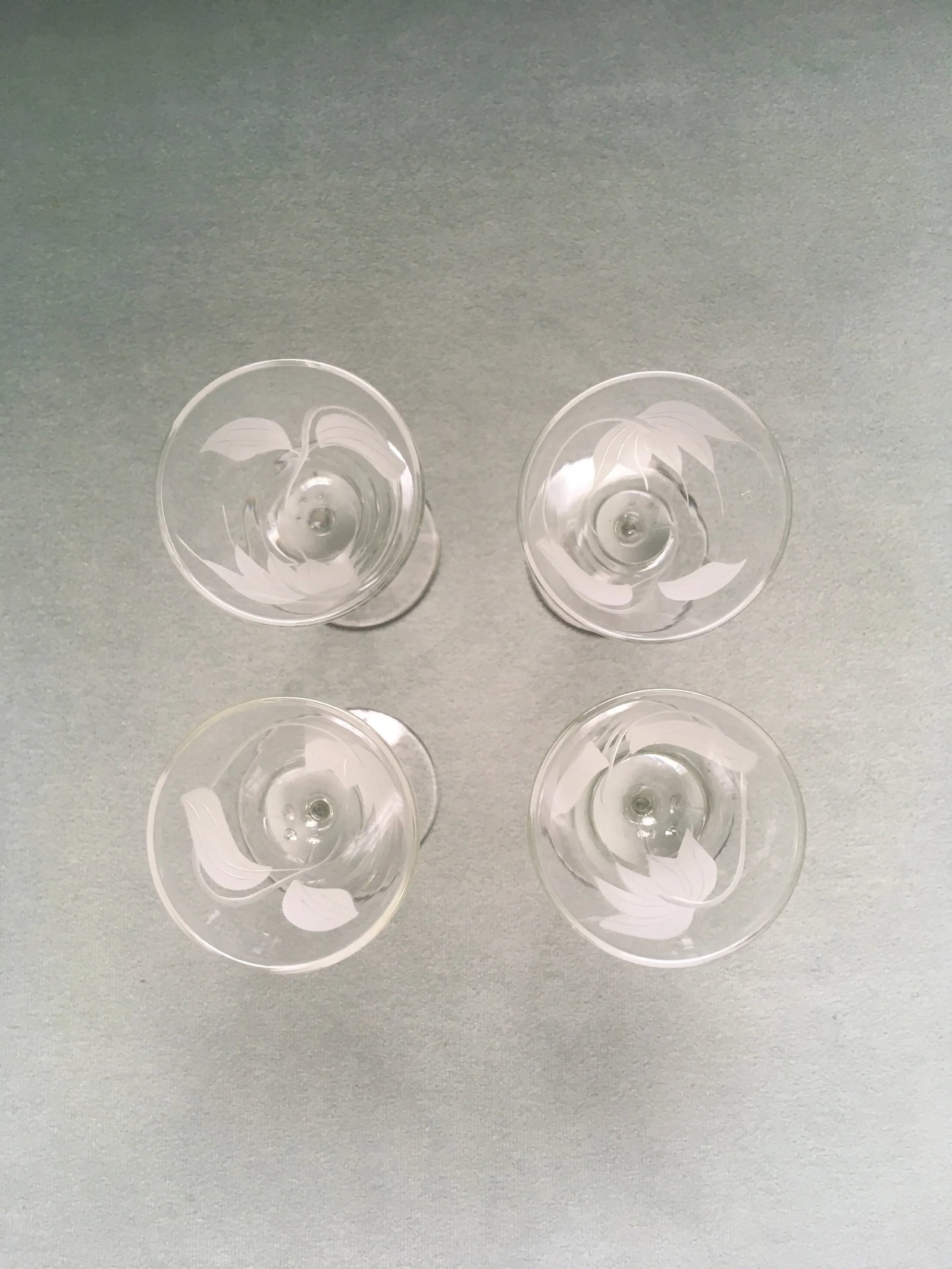 Late 20th Century Floral Frosted Glass Liqueur Glasses- Set of 4 - 2