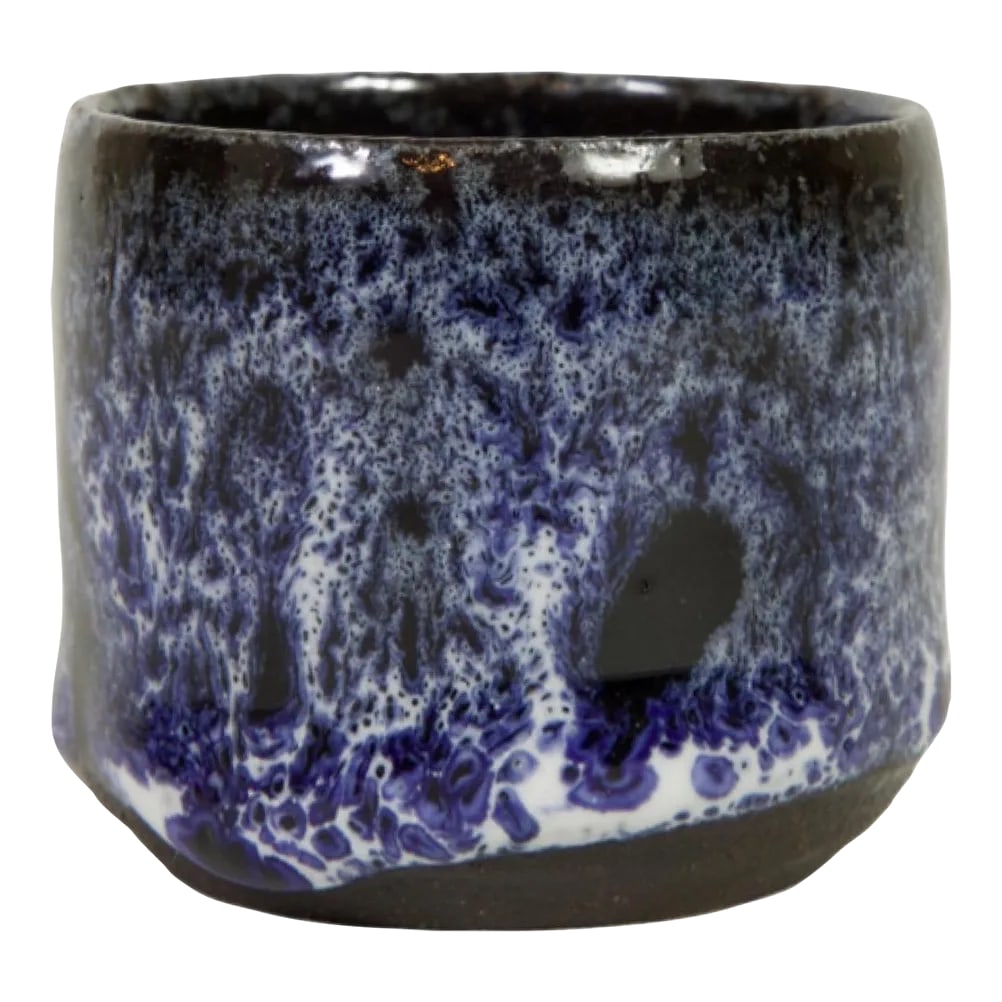 Little Scheurich Keramik Fat Lava Cup: Check out this tiny little fat lava cup! Could be used for a shot glass or perhaps a toothpick holder. Keramik Weber sticker located on the bottom. Measures: 1.5" x 1.5" x 1.25" In "like new"