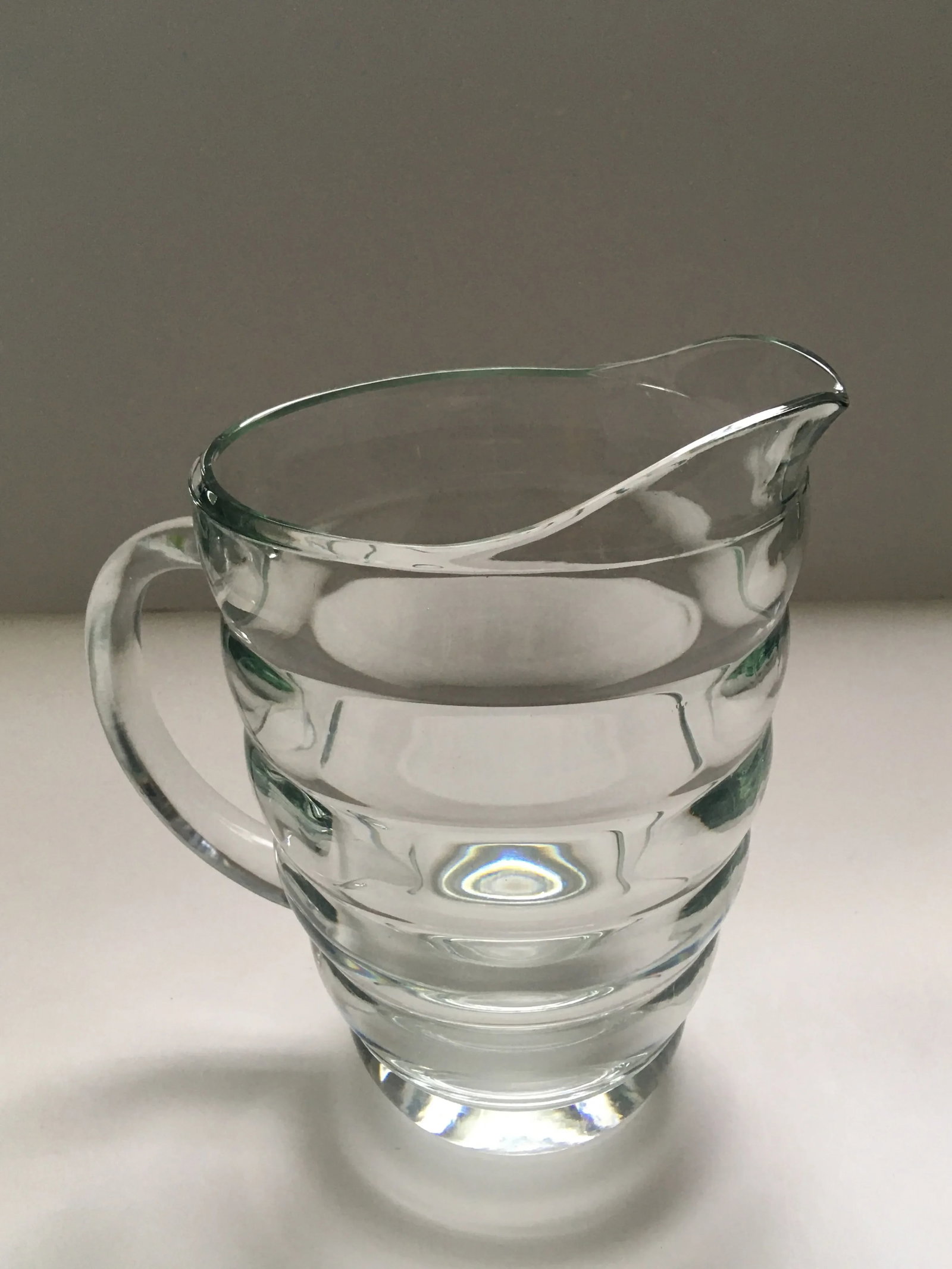 Vintage Art Deco Ringed Glass Pitcher - 10