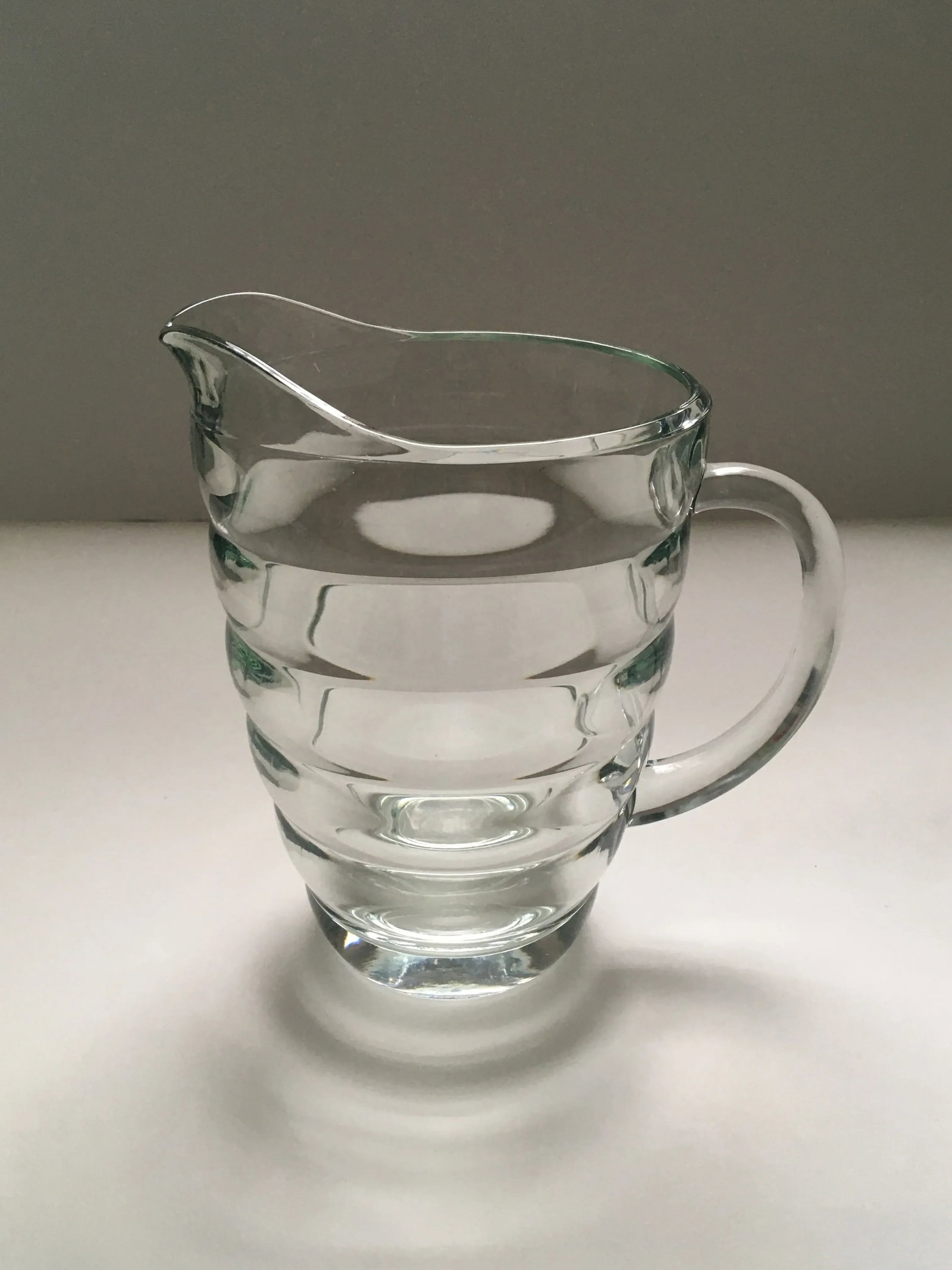 Vintage Art Deco Ringed Glass Pitcher - 11