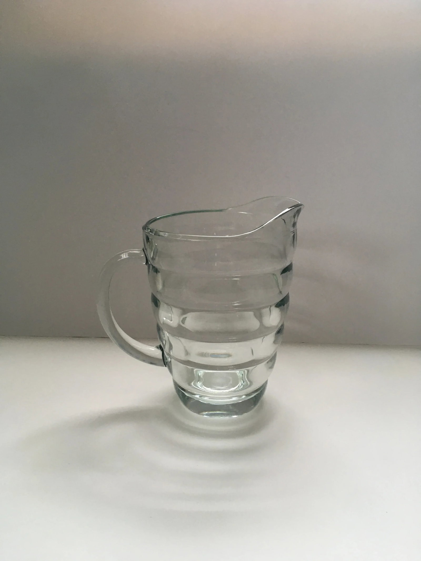 Vintage Art Deco Ringed Glass Pitcher - 12