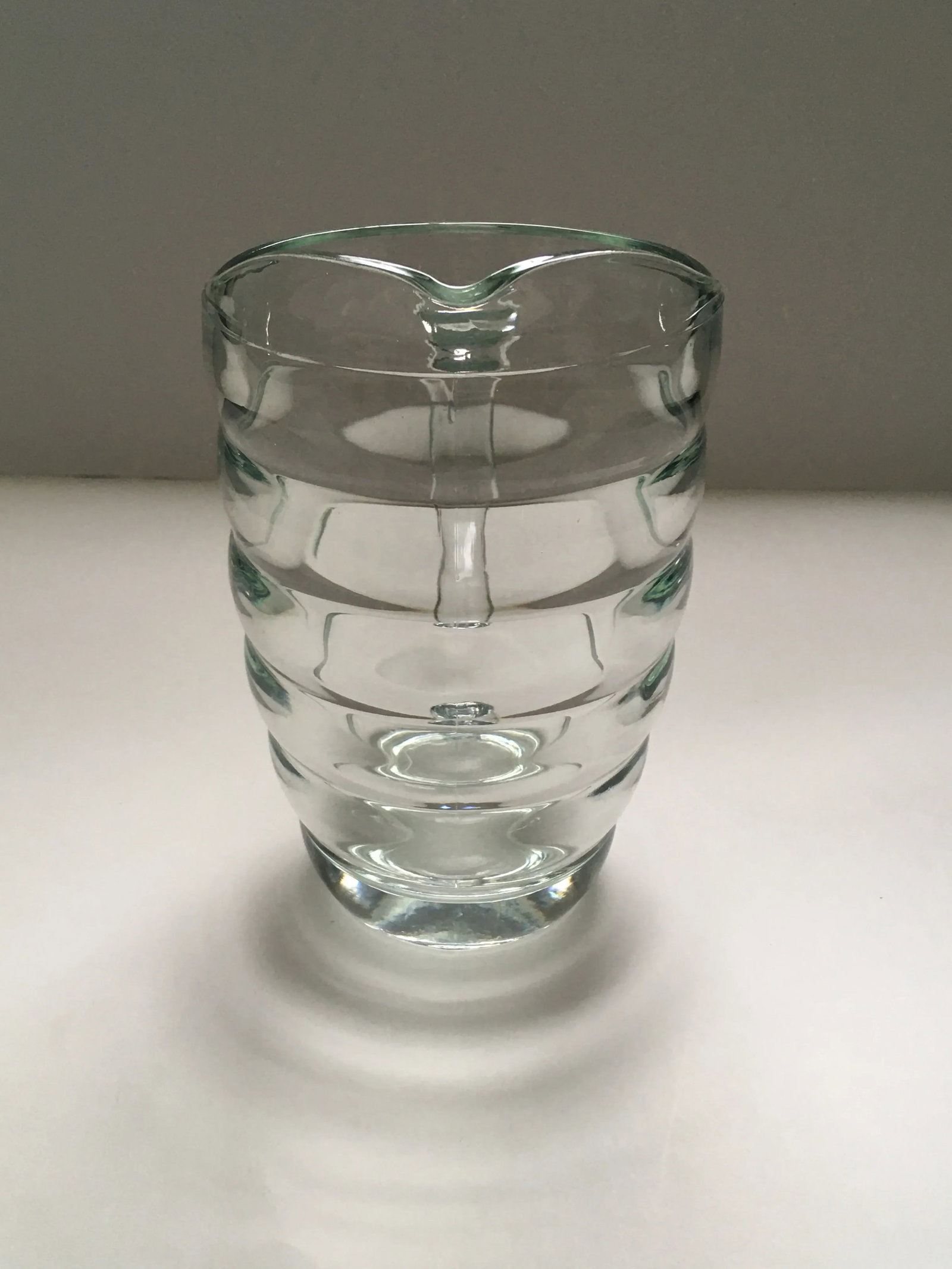 Vintage Art Deco Ringed Glass Pitcher - 2