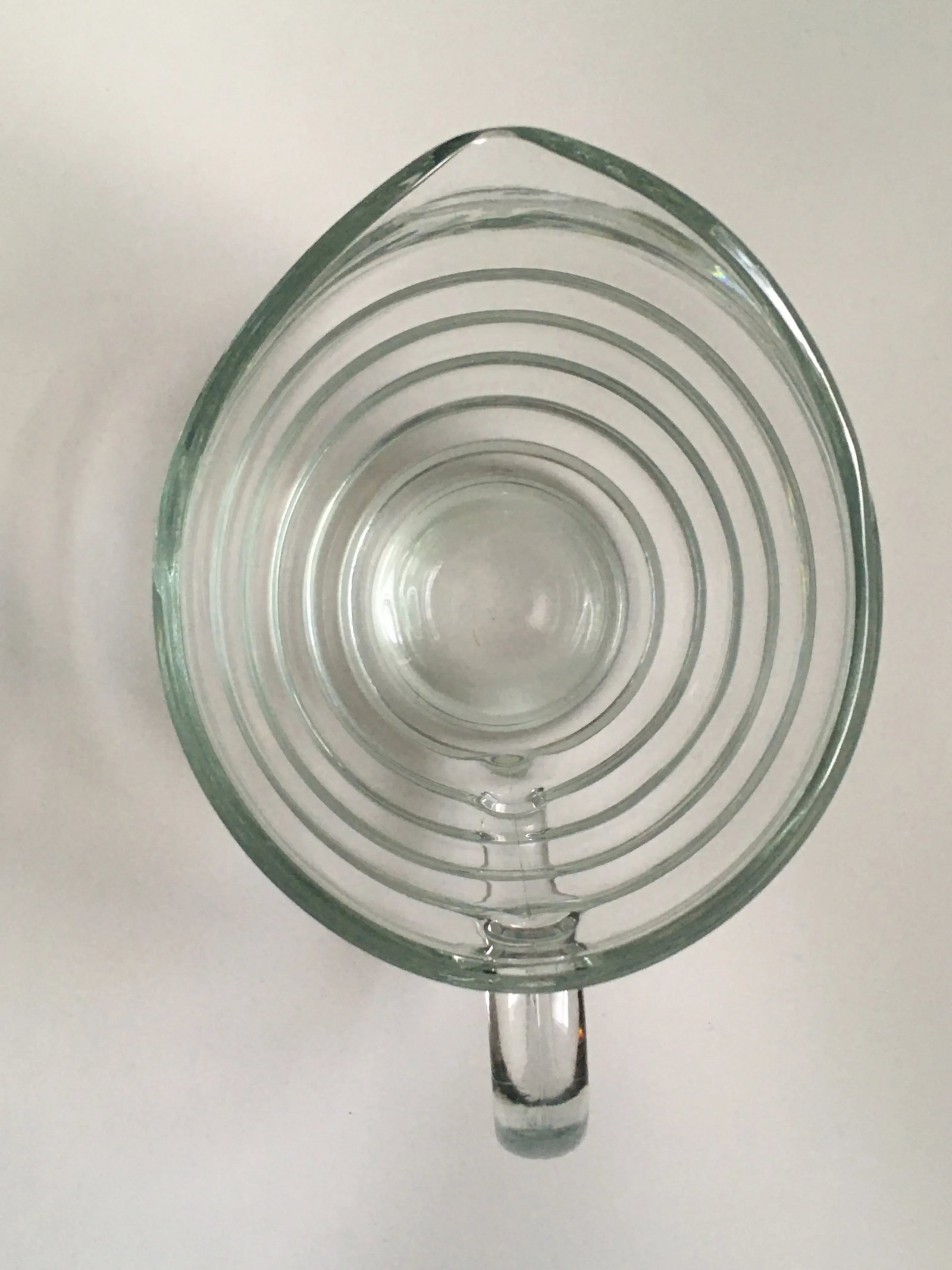 Vintage Art Deco Ringed Glass Pitcher - 3