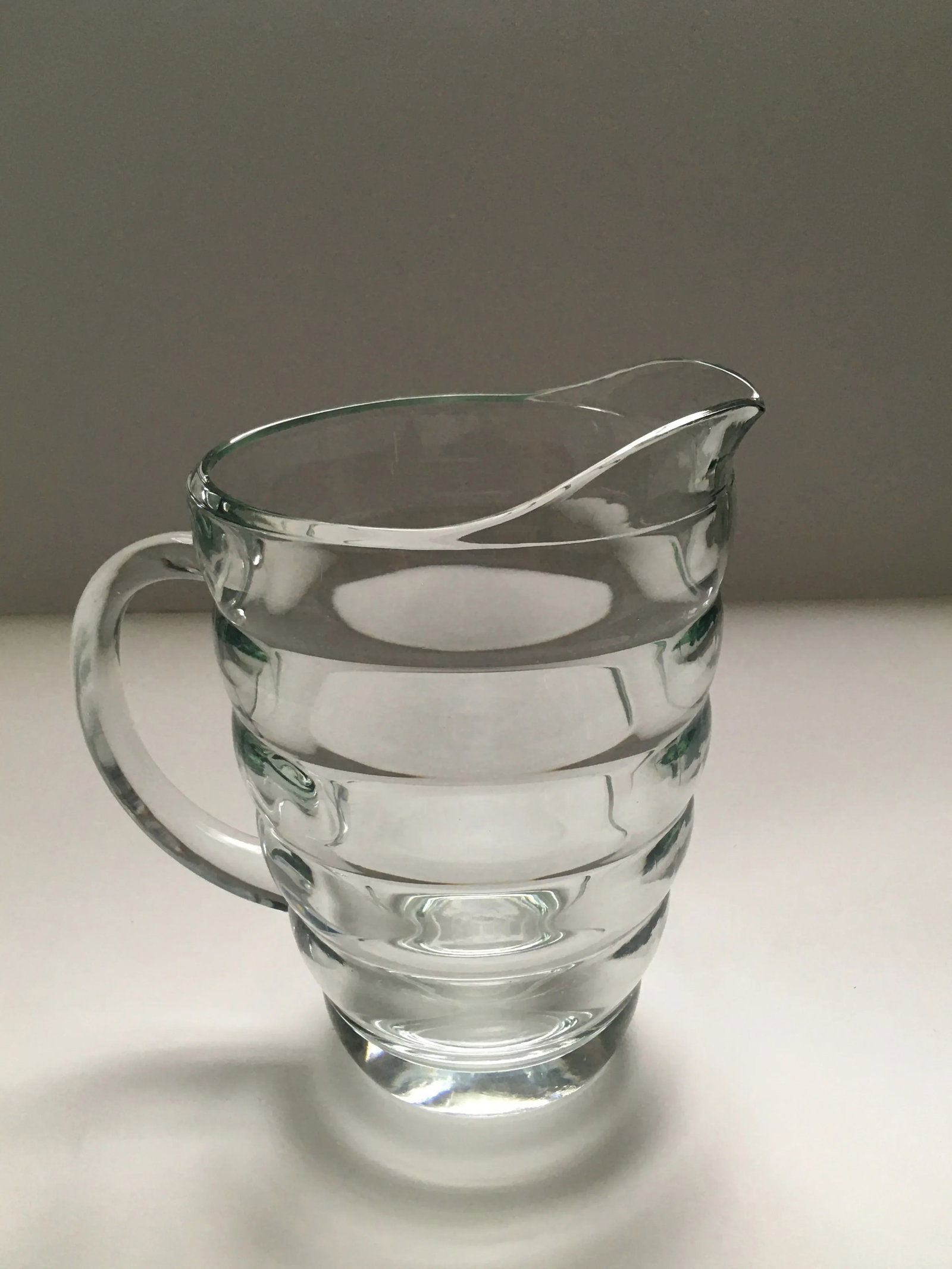 Vintage Art Deco Ringed Glass Pitcher - 4