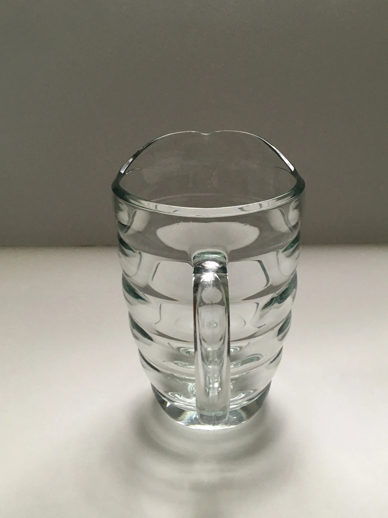 Vintage Art Deco Ringed Glass Pitcher - 6