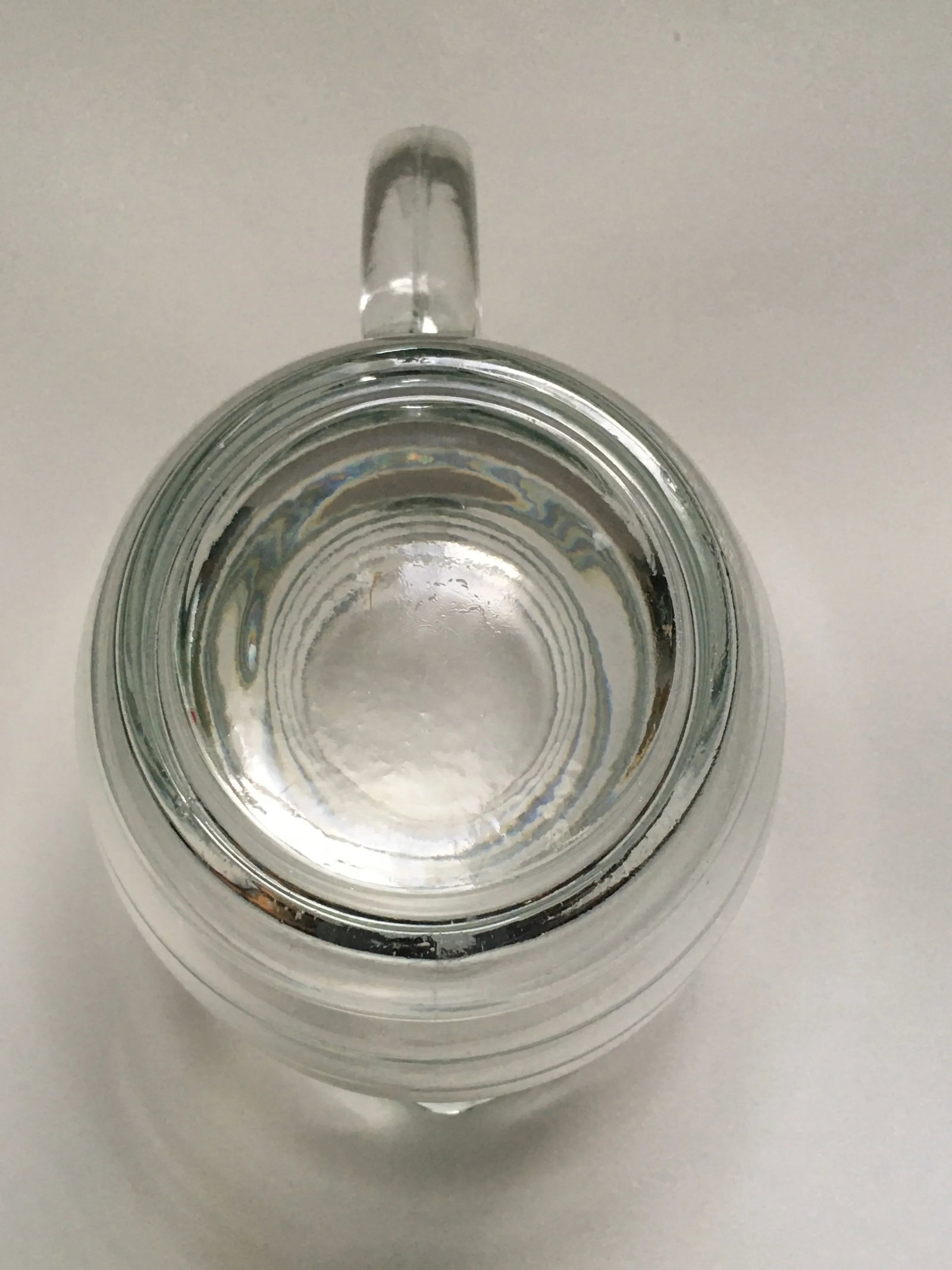 Vintage Art Deco Ringed Glass Pitcher - 8