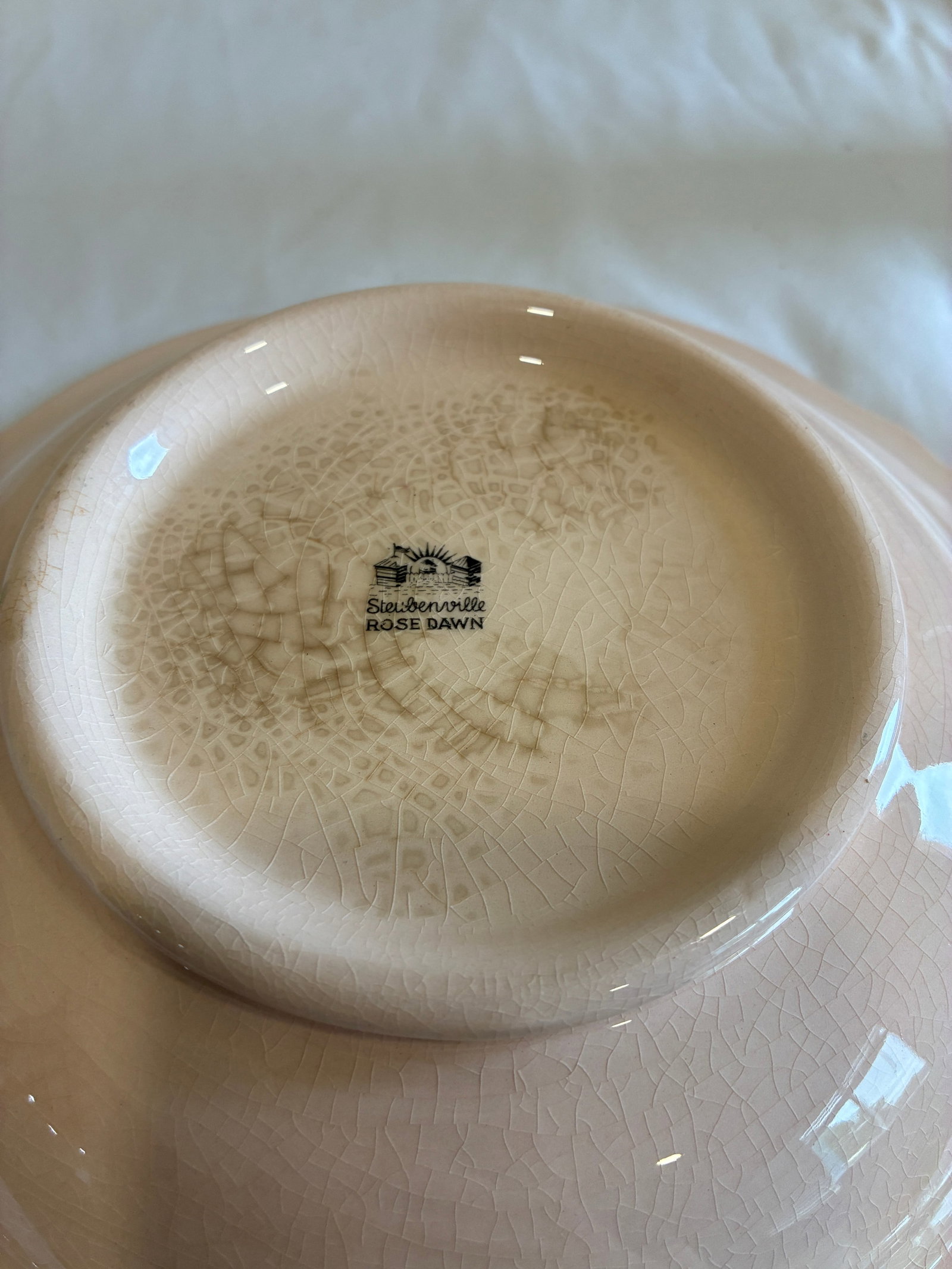 Early 1900's Steubenville Rose Dawn Pink Serving Dish With Lid - 13