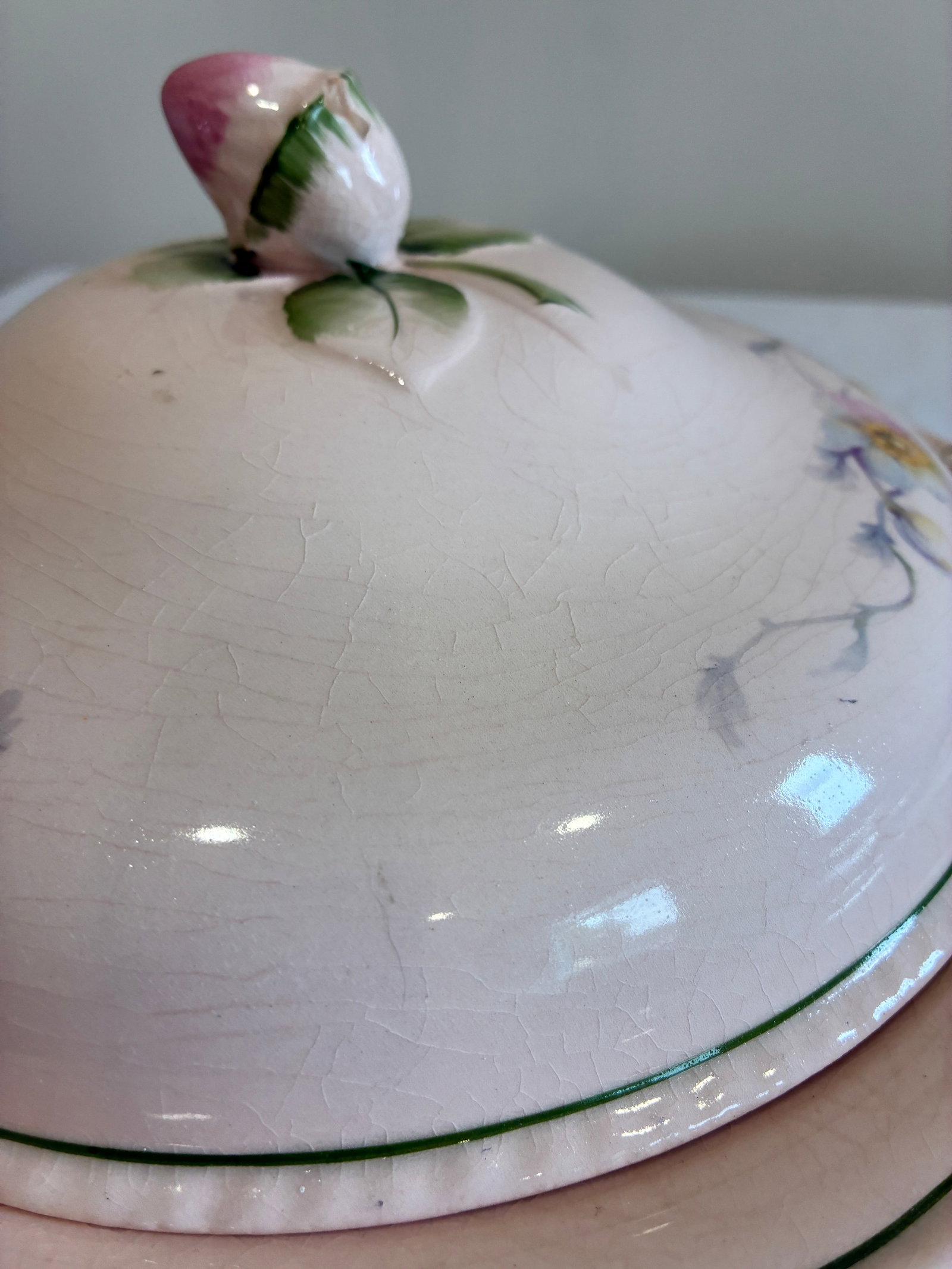 Early 1900's Steubenville Rose Dawn Pink Serving Dish With Lid - 2