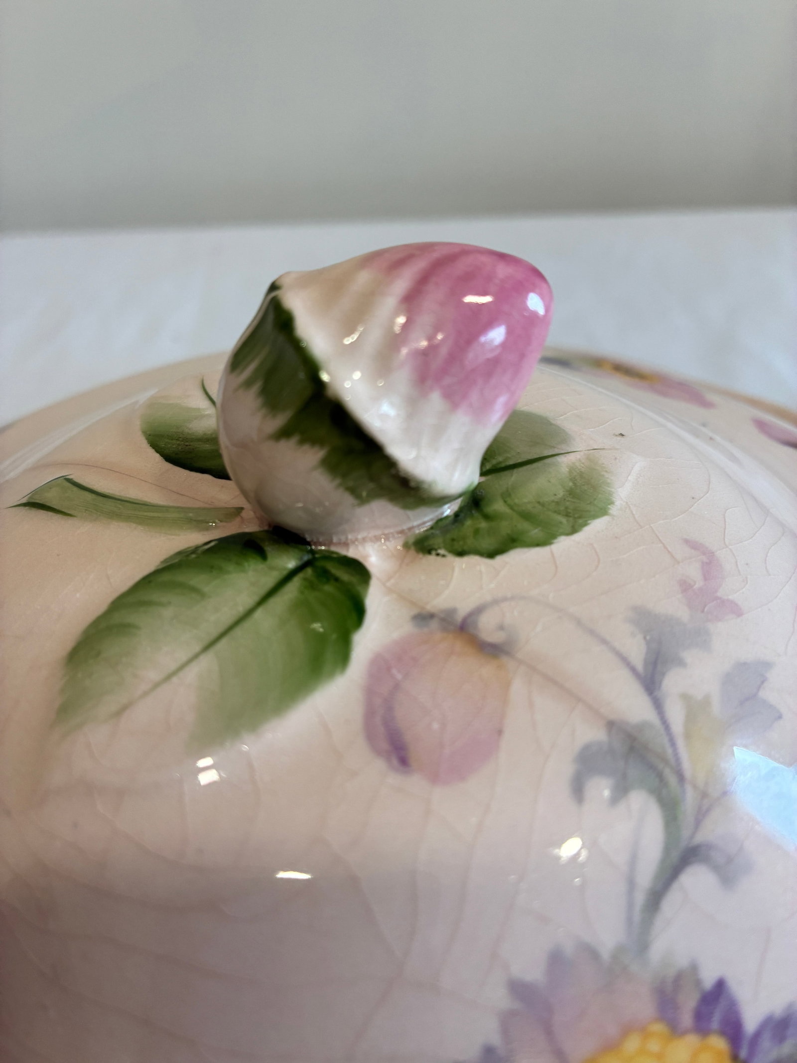Early 1900's Steubenville Rose Dawn Pink Serving Dish With Lid - 8