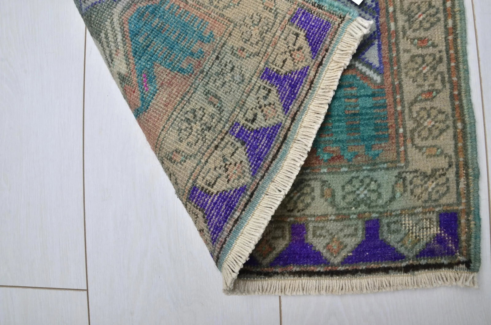 Orange & Teal Color Turkish Tribal Rug - 5