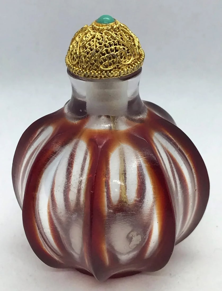 Vintage Early 20th Century Red Beijing Glass Bottle - 2