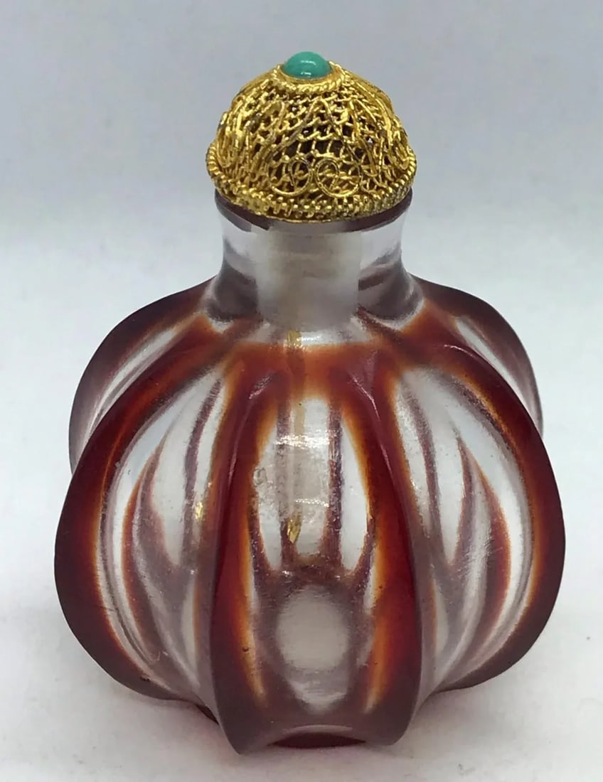 Vintage Early 20th Century Red Beijing Glass Bottle - 4
