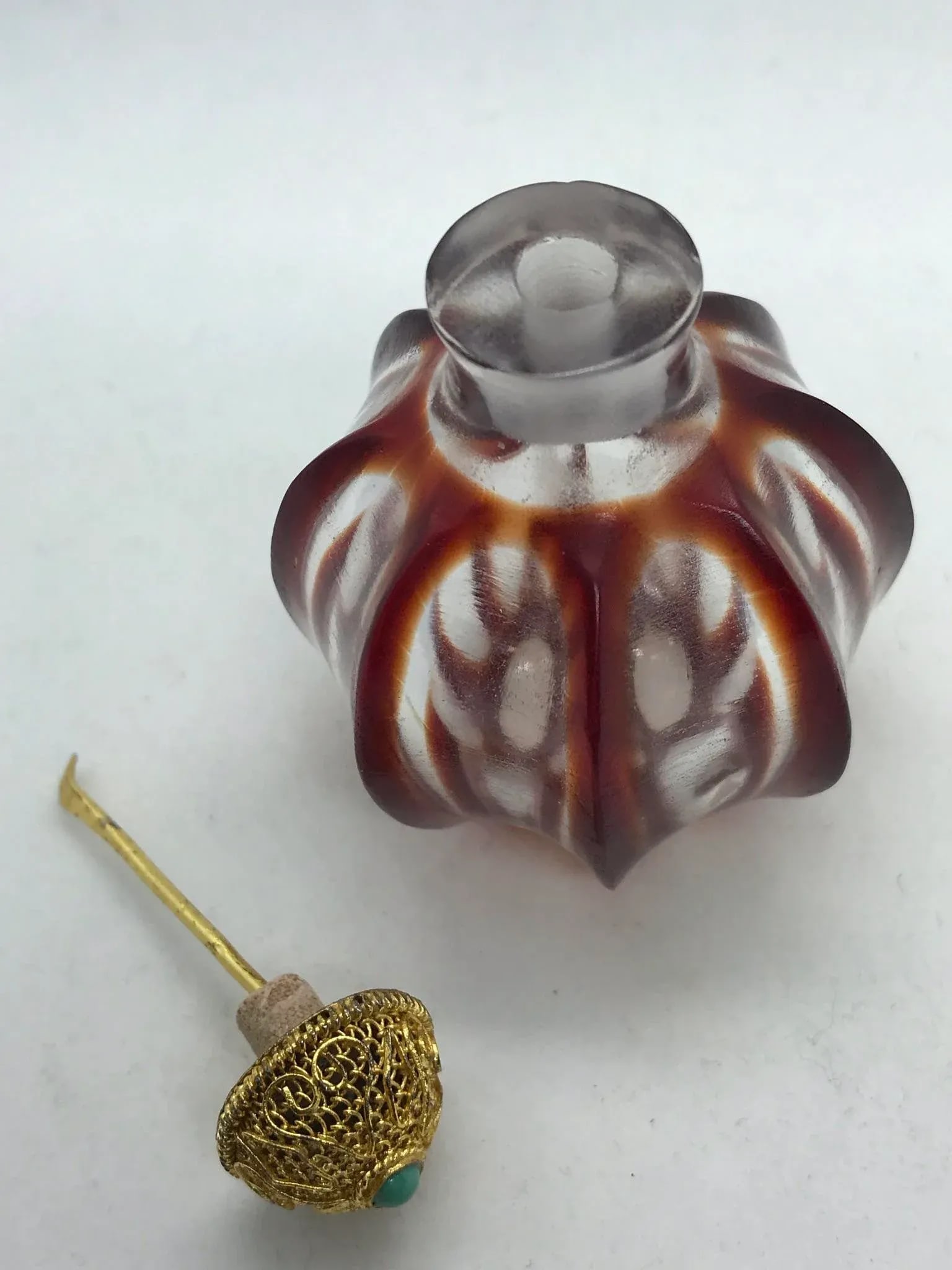 Vintage Early 20th Century Red Beijing Glass Bottle - 6