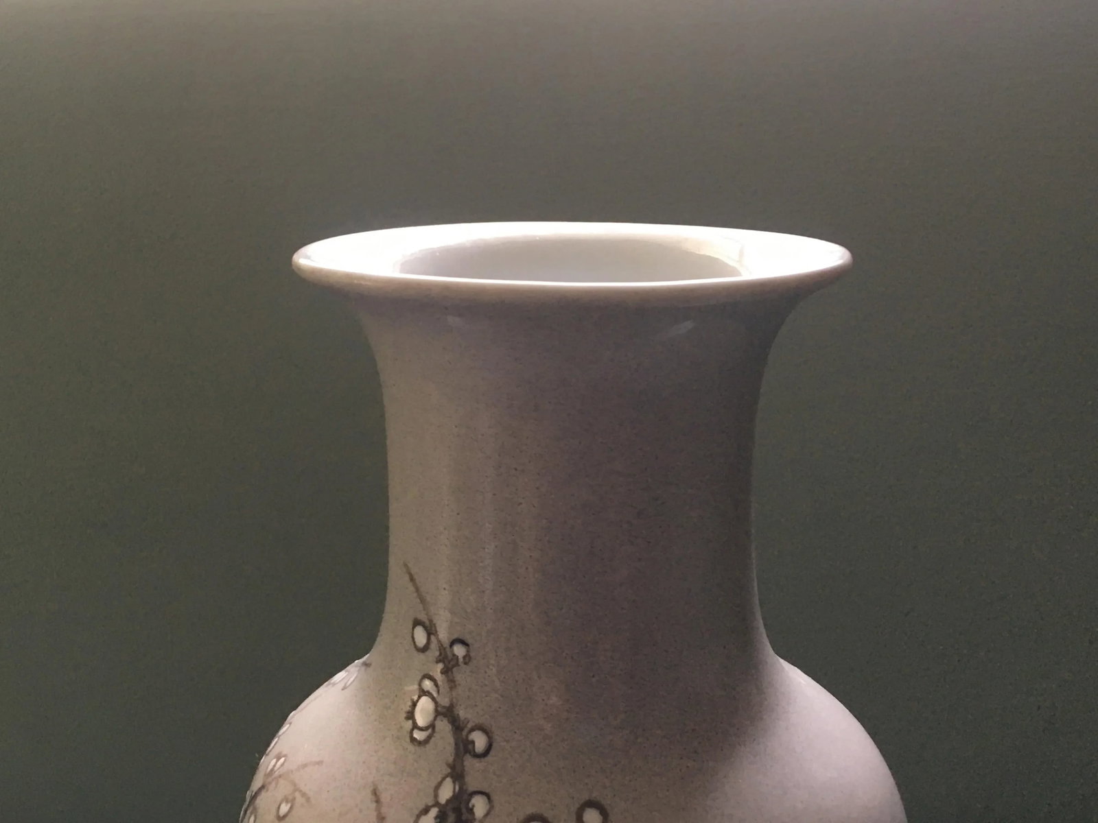 Vintage Mid 20th Century Nora Fenton Gray Cherry Blossom Ceramic Vase - 3