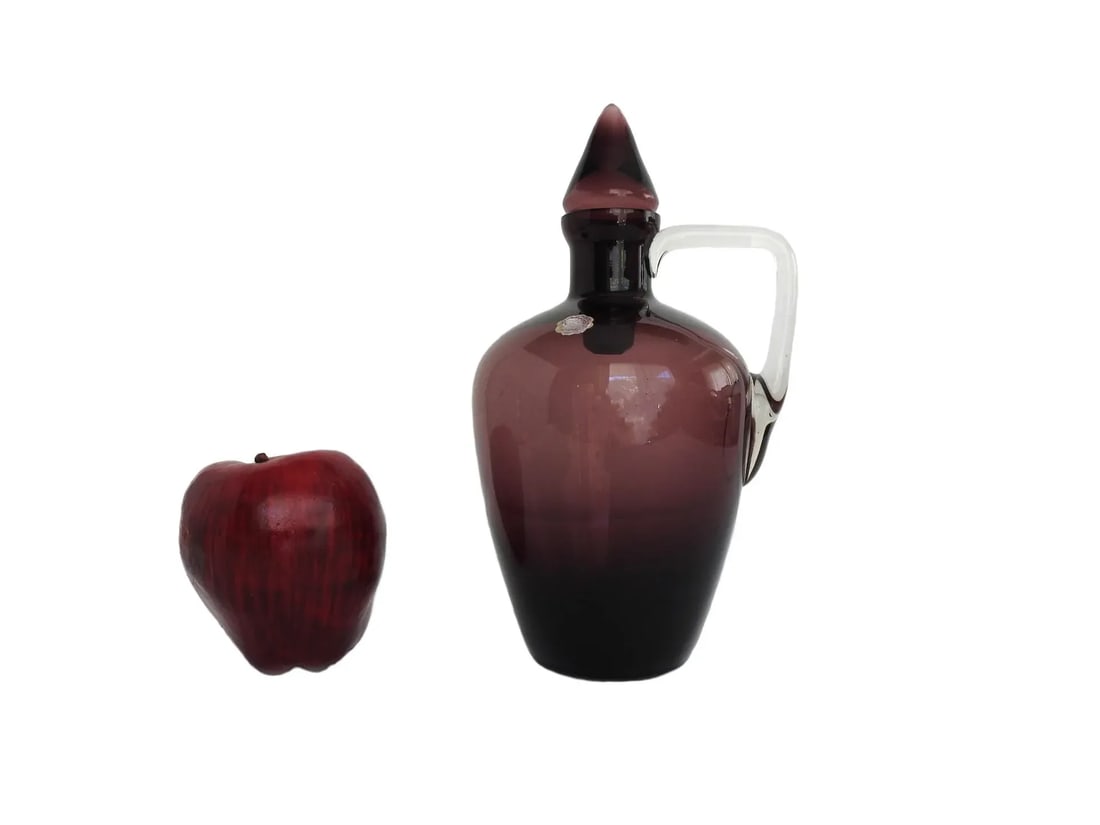 Amethyst Glass Jar Decanter With Handle Italy 1960s - 3