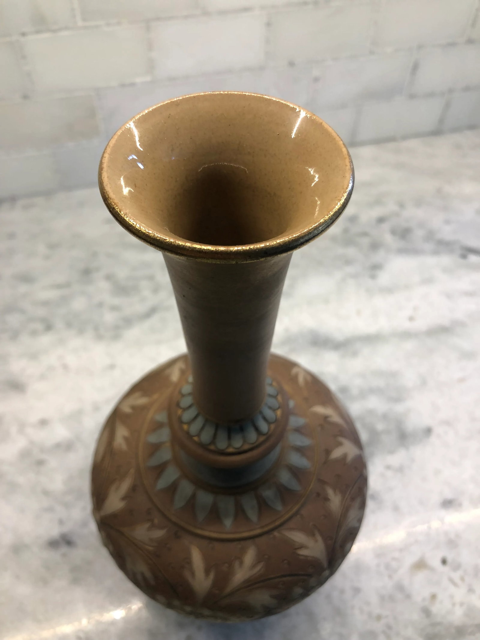 Antique 1890 Doulton Lambeth Silicon Vase - 2