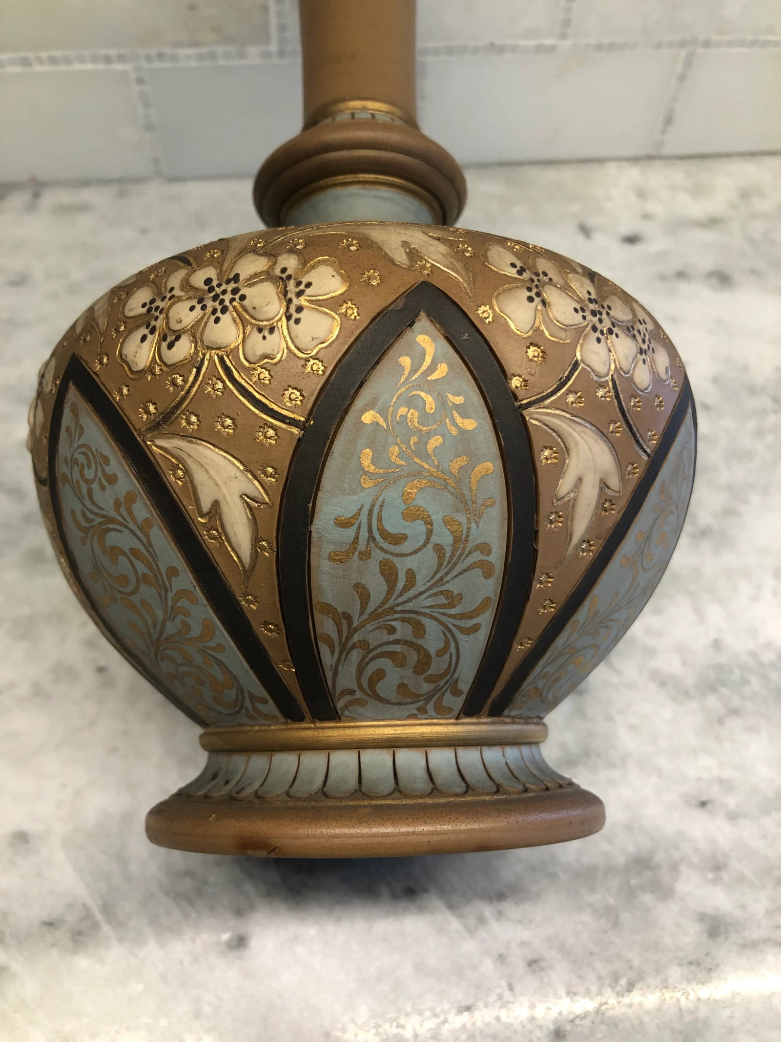 Antique 1890 Doulton Lambeth Silicon Vase - 4