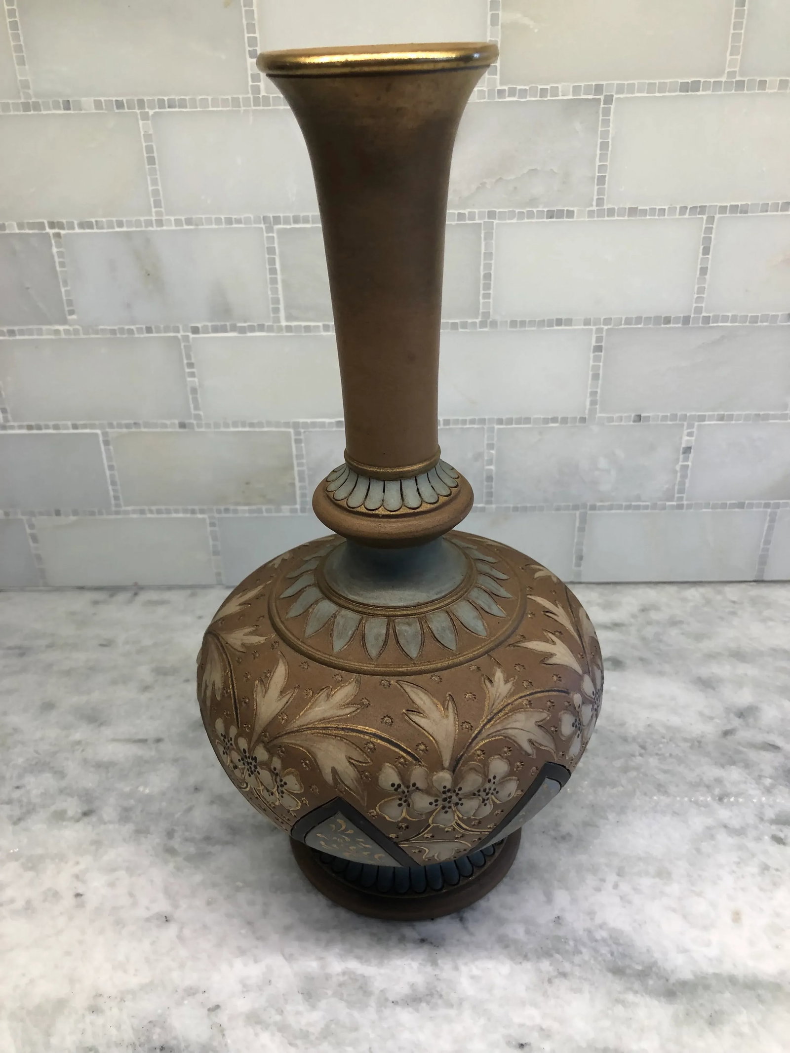 Antique 1890 Doulton Lambeth Silicon Vase - 8