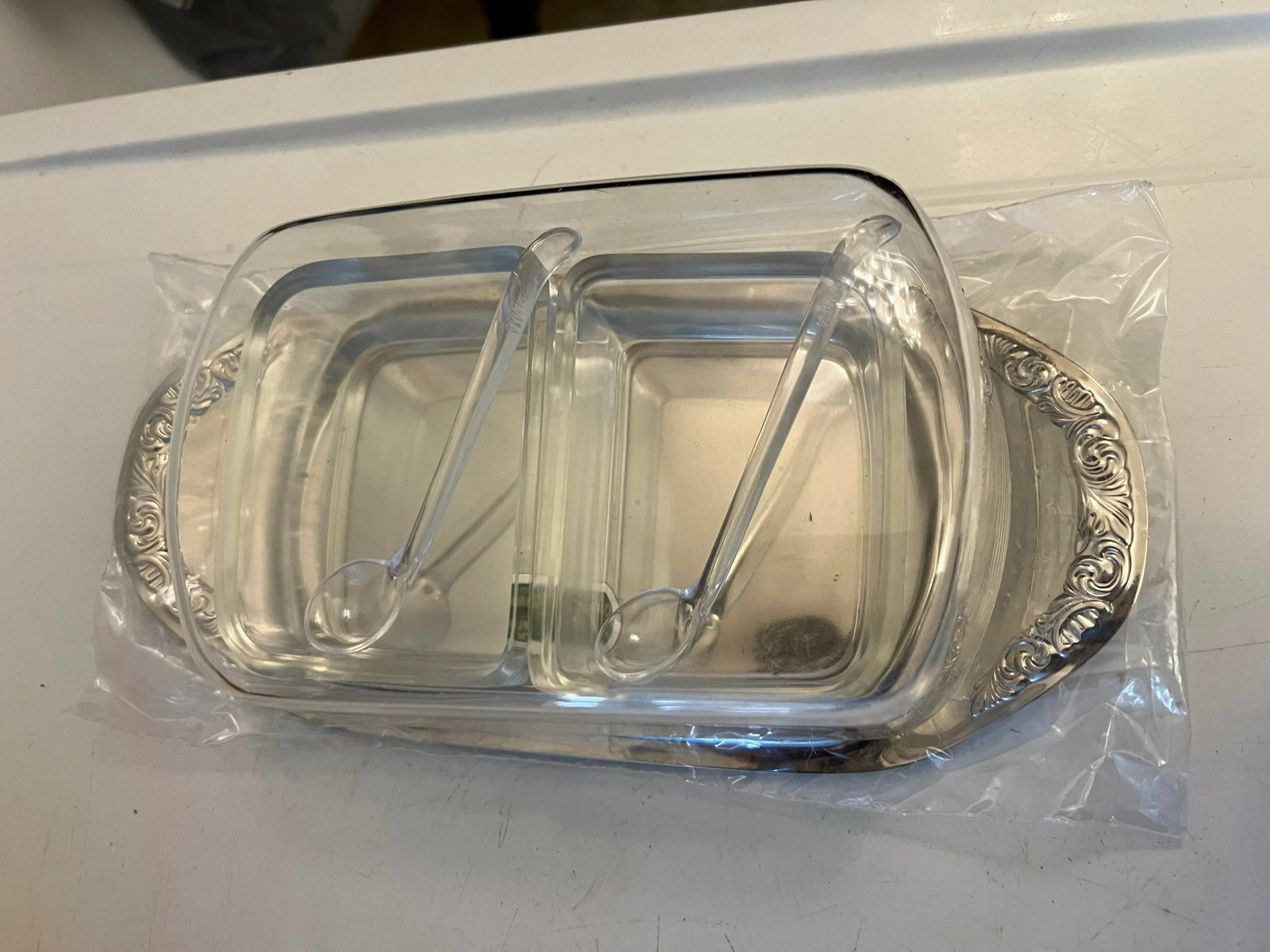 1960s Condiment or Jam Serving Set by Strassburg- 3 Pieces - 6