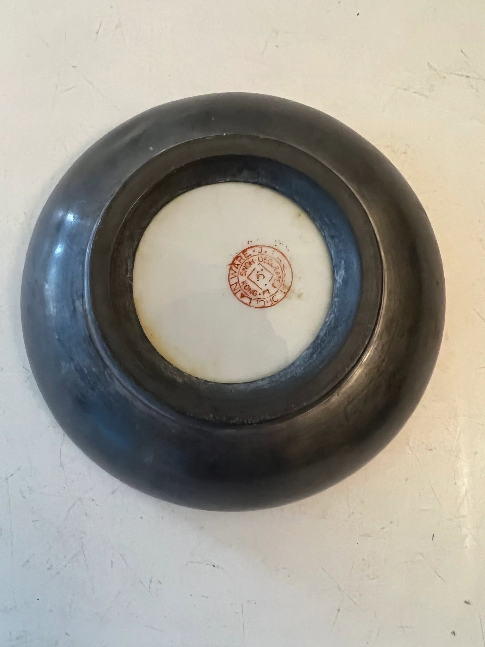 Mid Century Asian Porcelain Bowl Wrapped in Pewter - 5