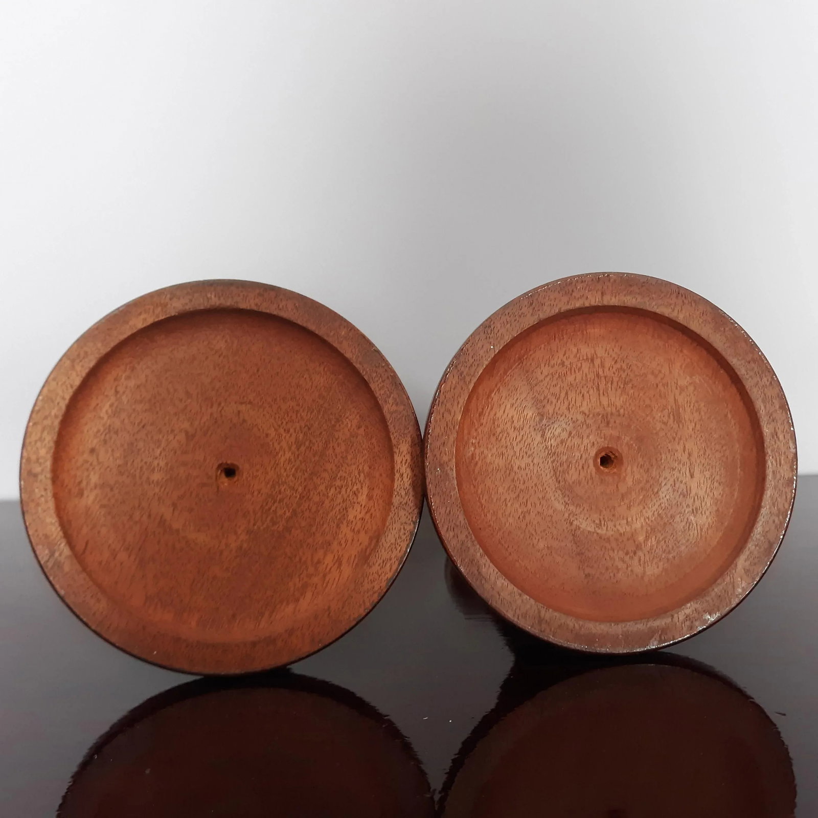Mid 20th Century Tall Handcrafted Wooden Spindle Styled Candlestick Pair - 10