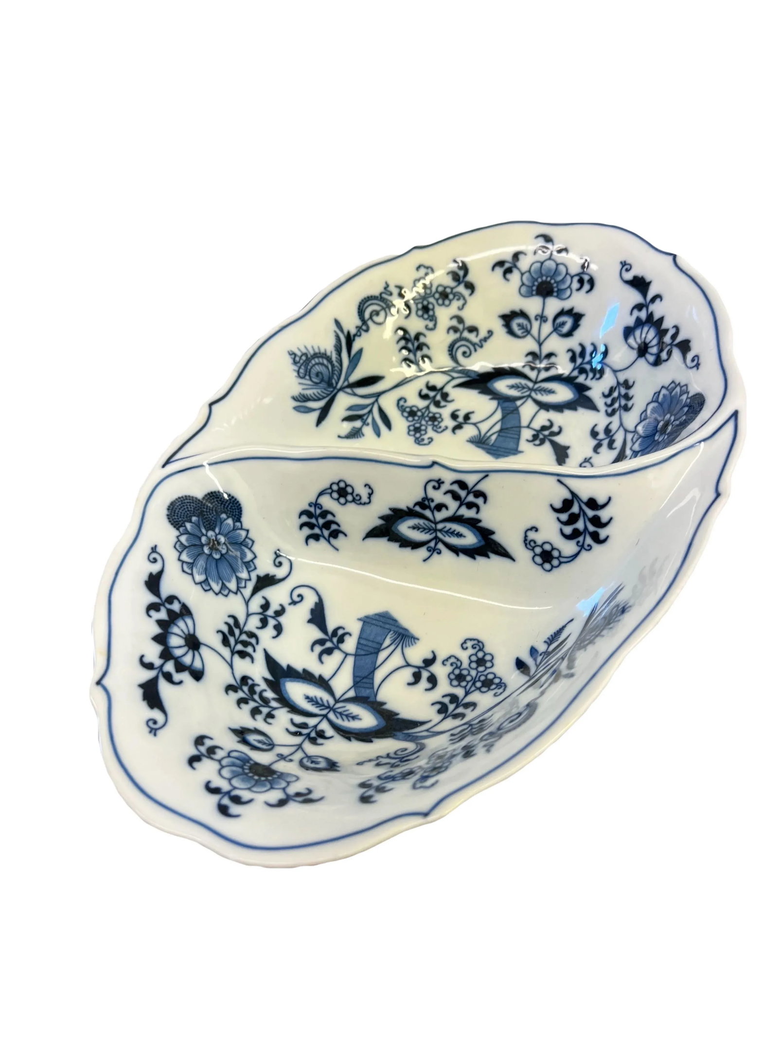 1970s Blue Danube Divided Vegetable Serving Bowl - 4