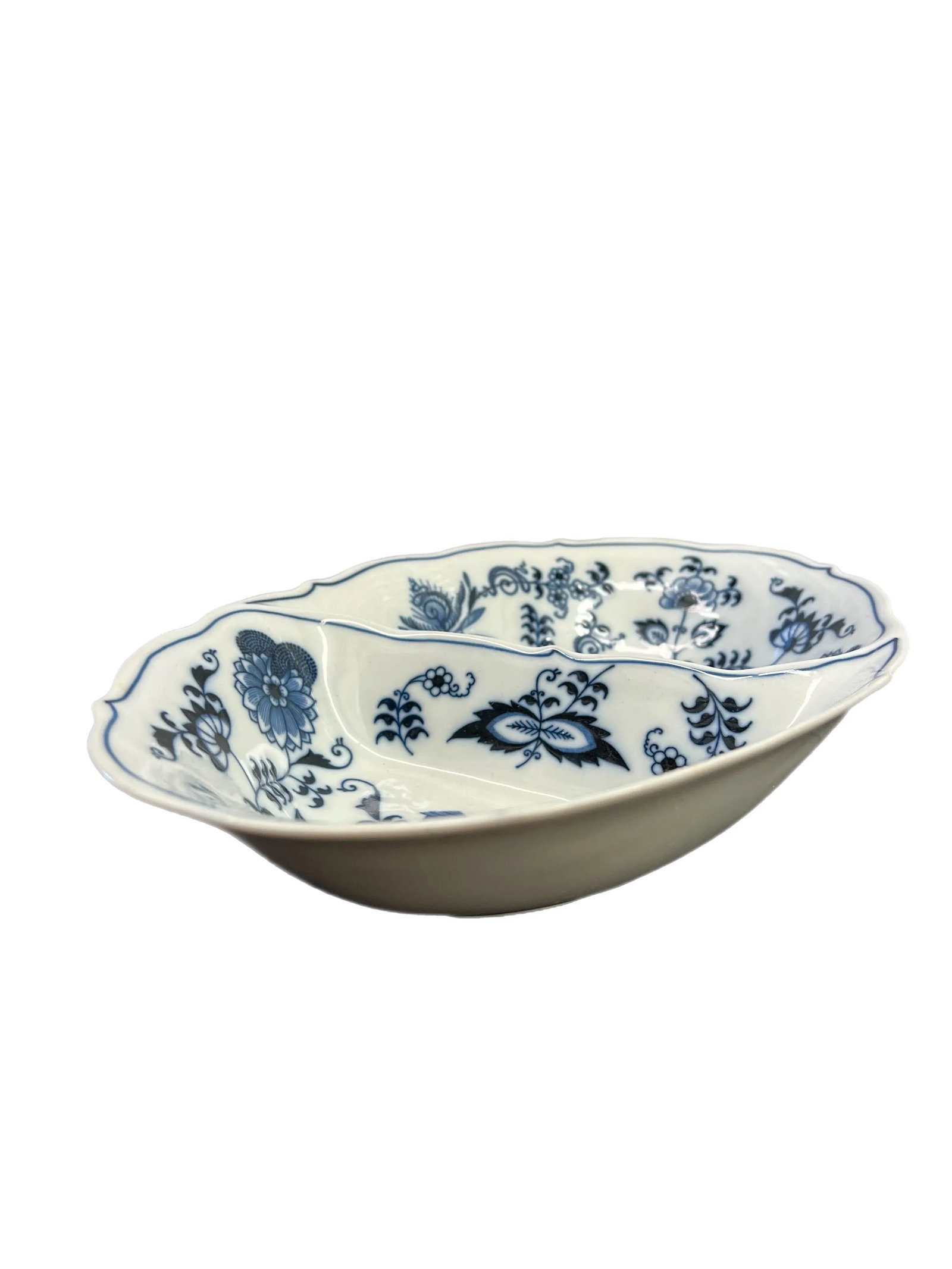1970s Blue Danube Divided Vegetable Serving Bowl - 5