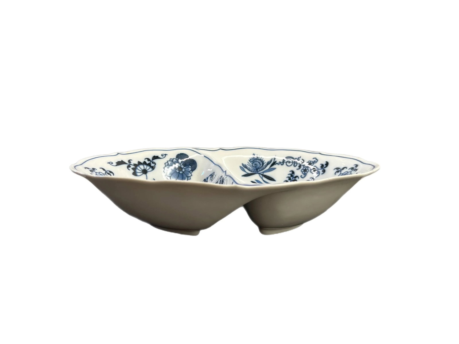 1970s Blue Danube Divided Vegetable Serving Bowl - 6