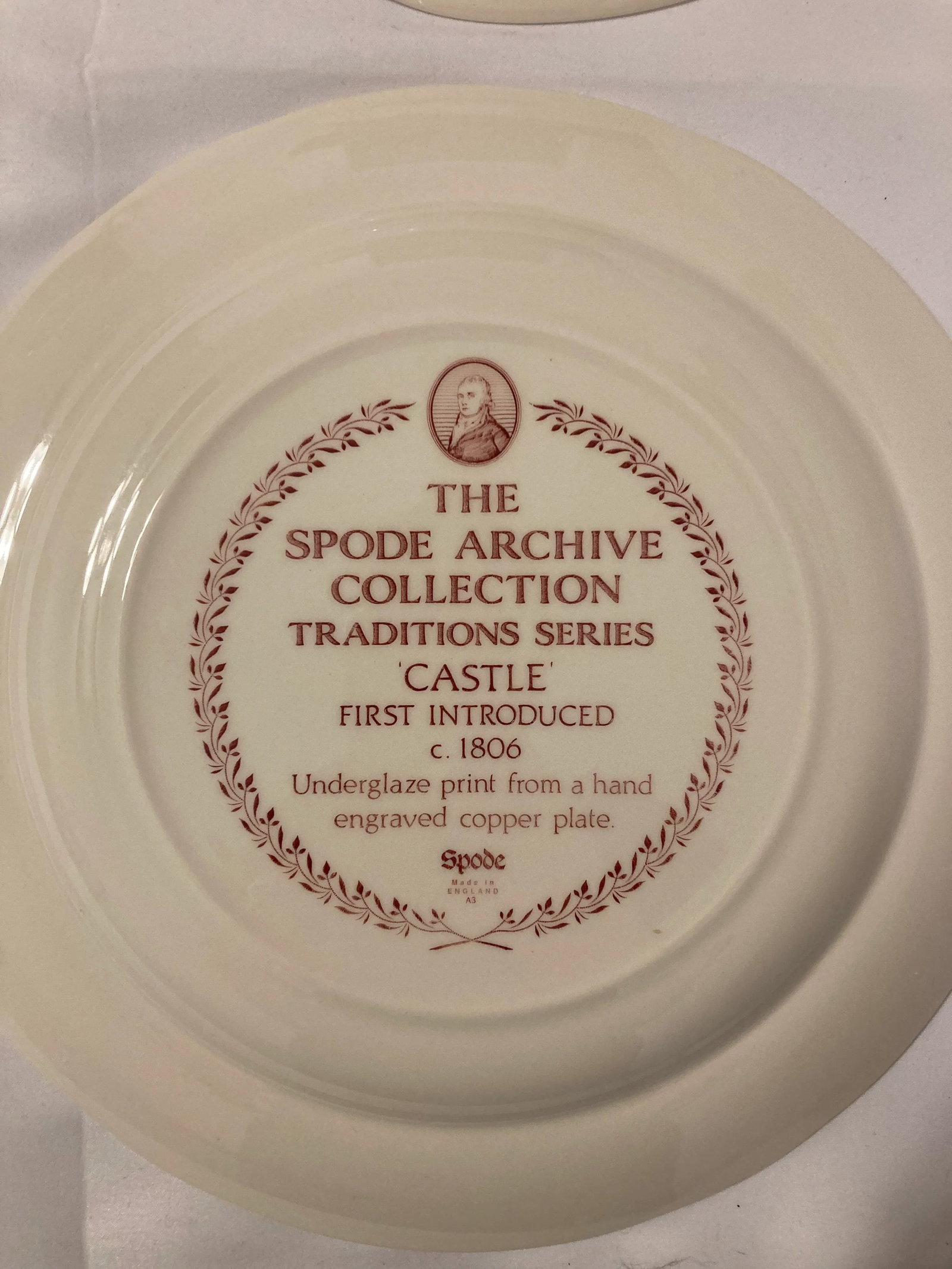 Spode Archive Collection Red Transferware Plates, Castle & Caramanian, Set of 2 - 4