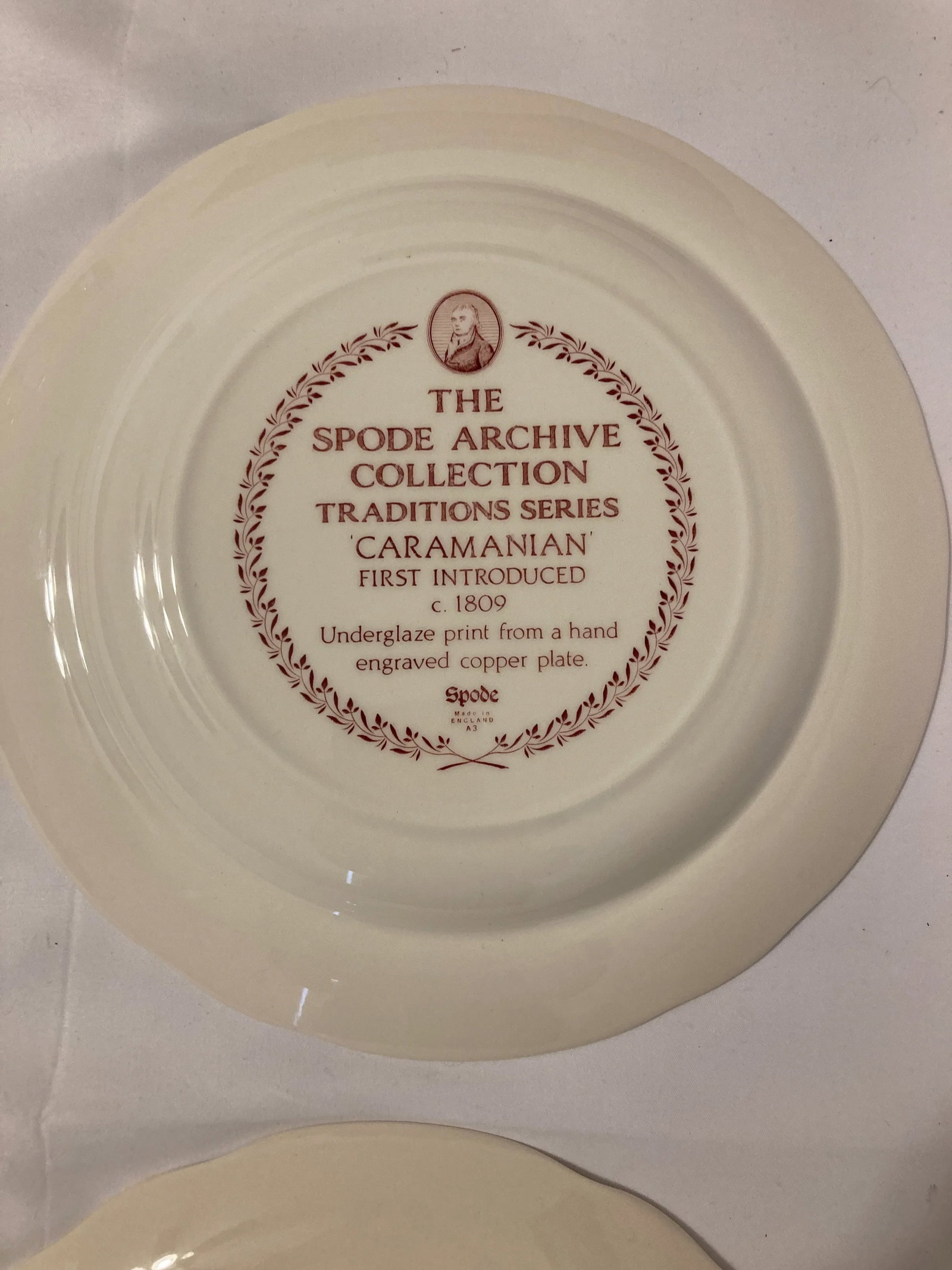 Spode Archive Collection Red Transferware Plates, Castle & Caramanian, Set of 2 - 5