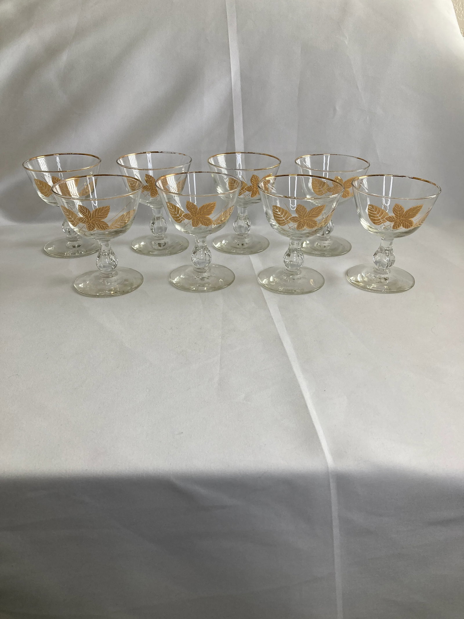 Vintage Golden Leaves Glasses, Set of 8 - 10