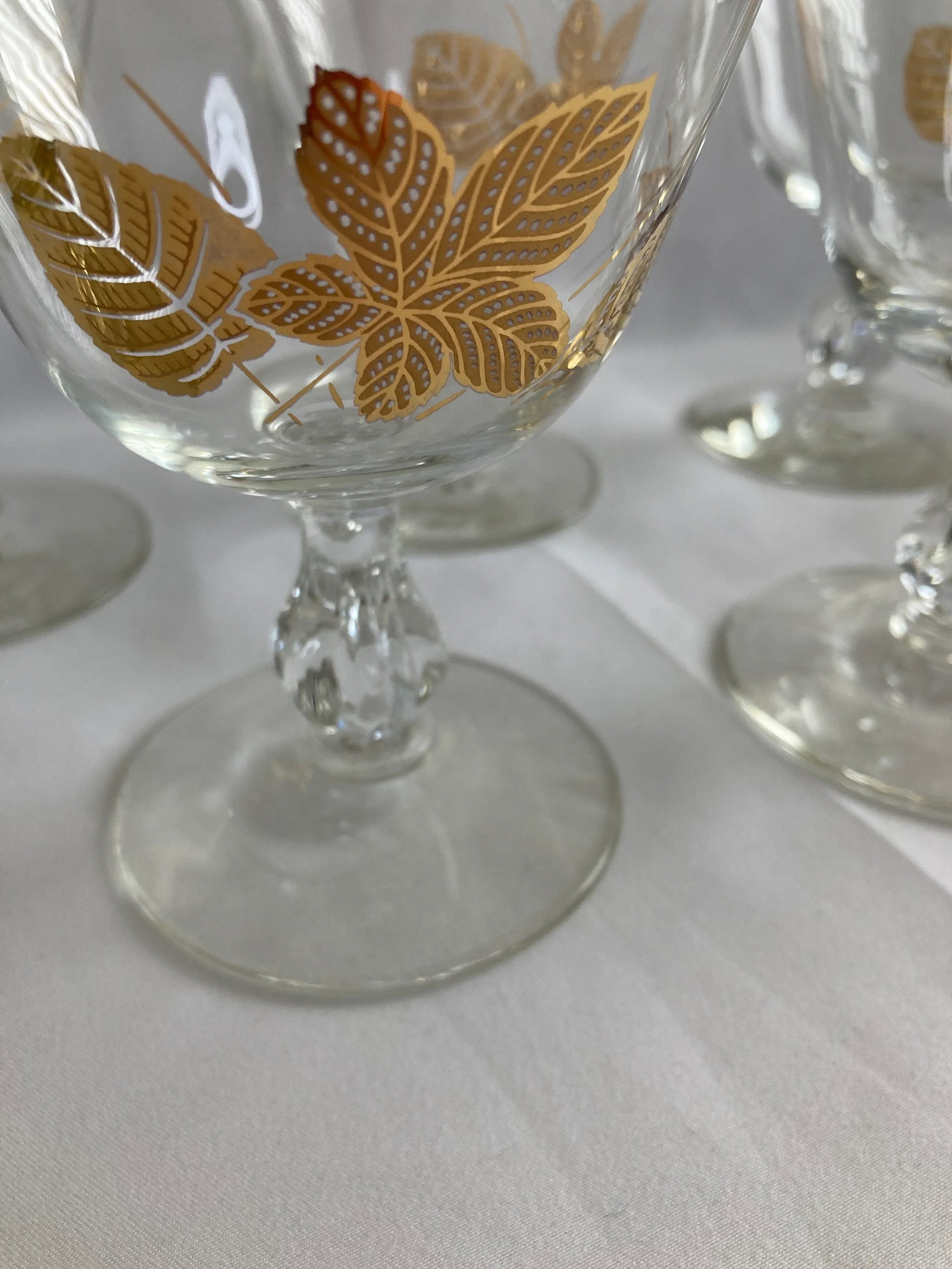 Vintage Golden Leaves Glasses, Set of 8 - 8