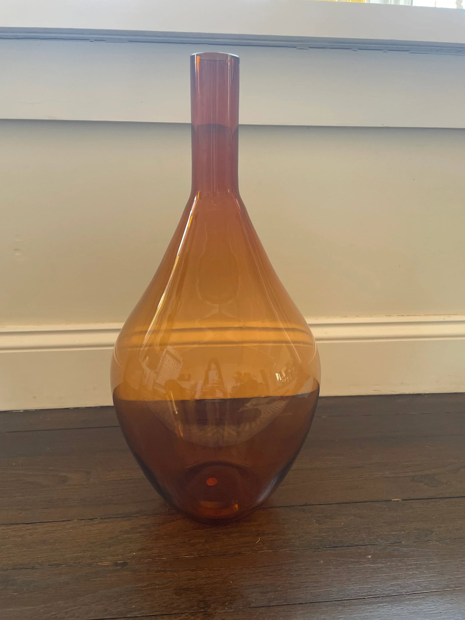 Vintage Orange Glass Large Decorative Vase - 2