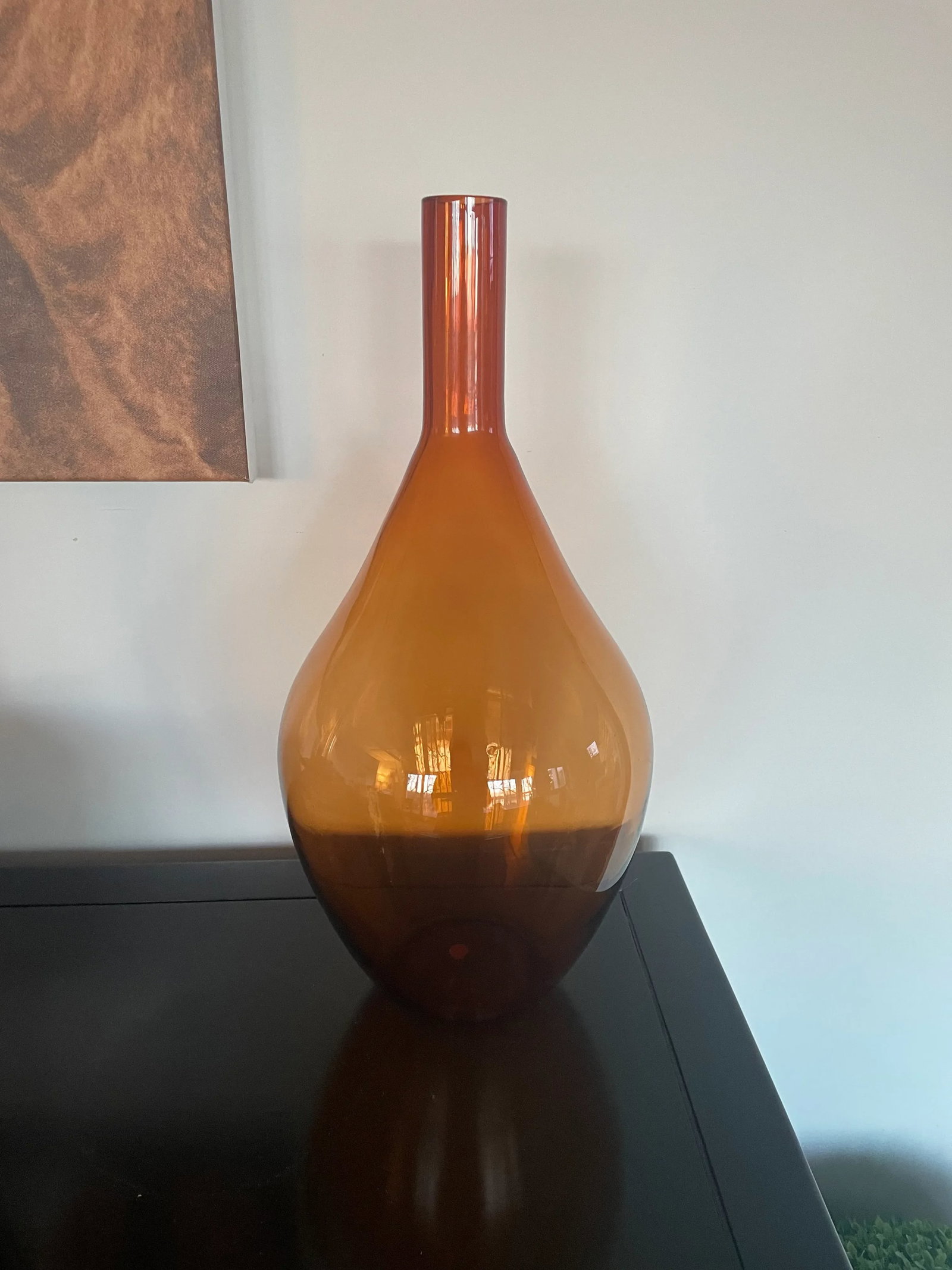 Vintage Orange Glass Large Decorative Vase - 3