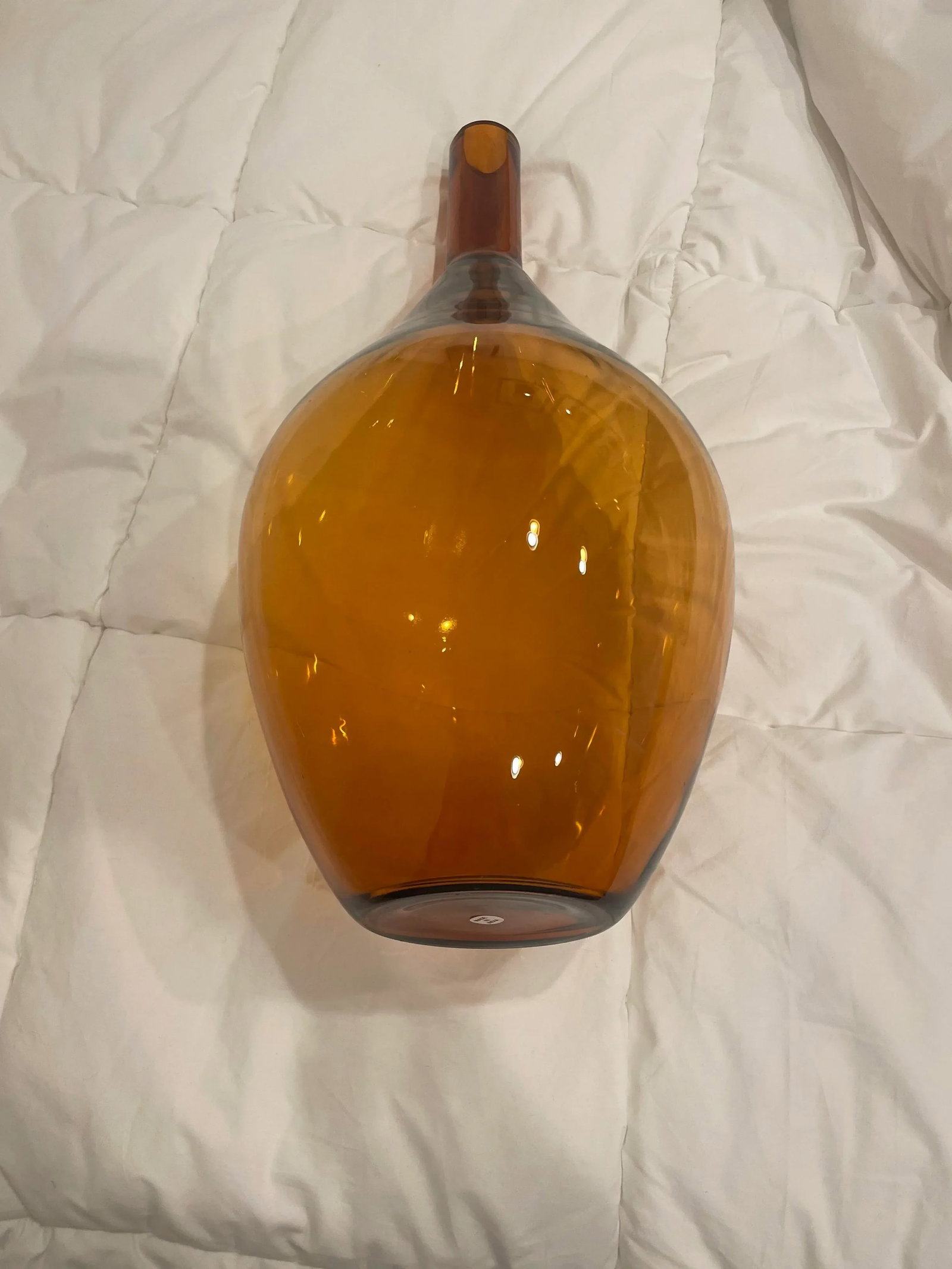 Vintage Orange Glass Large Decorative Vase - 4