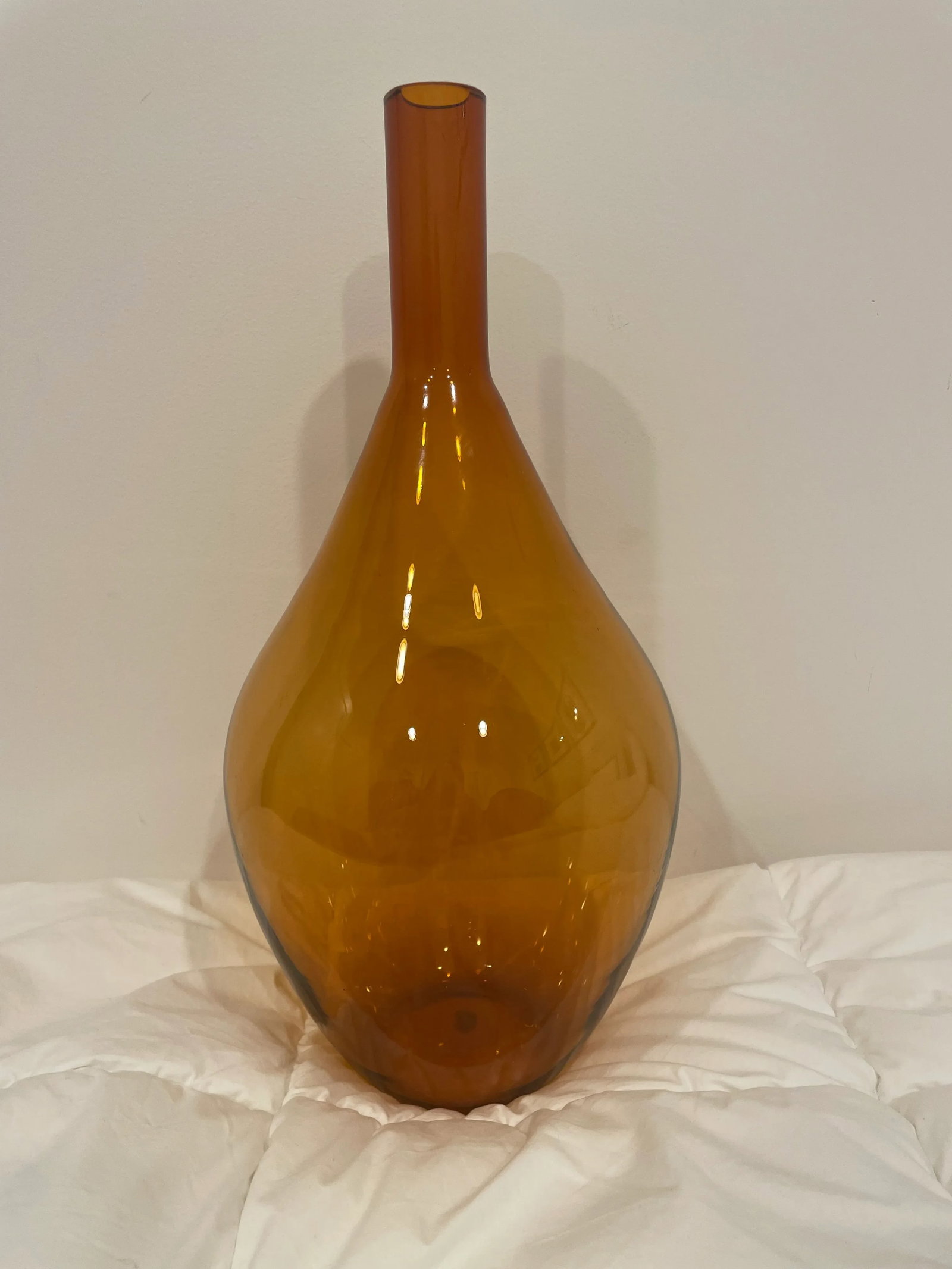 Vintage Orange Glass Large Decorative Vase - 6