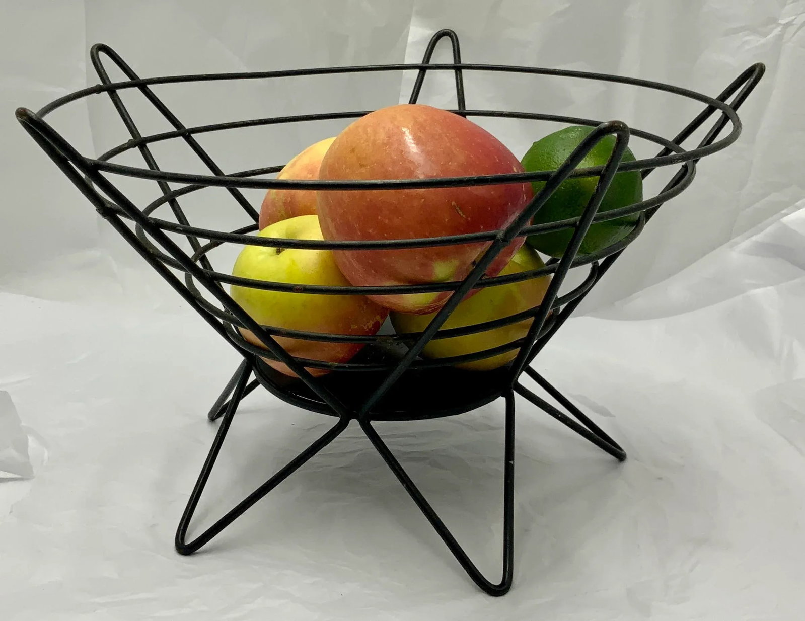 1950s Fred Press for Rubel Mid Century Atomic Metal Fruit Basket - 2