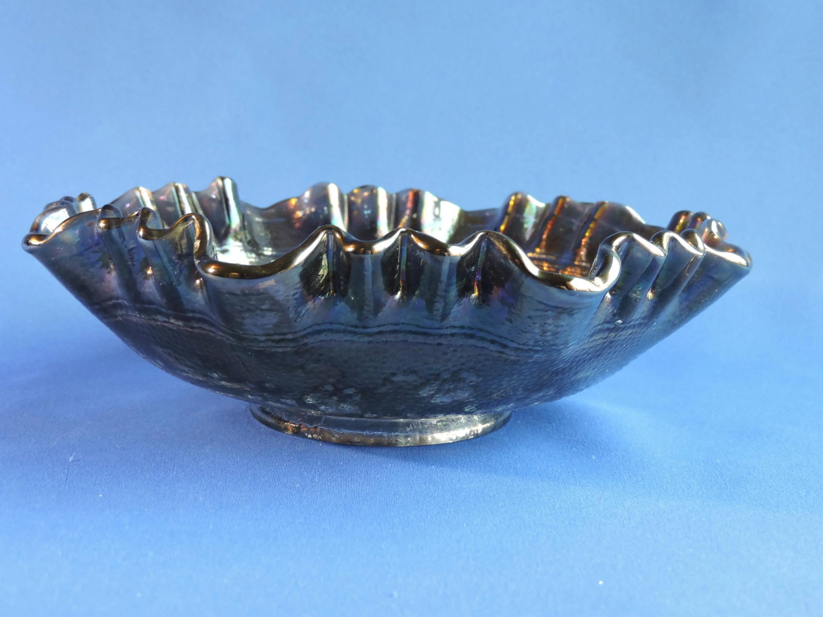 Vintage 50's Imperial Glass Co. Smokey Amethyst Carnival Glass Windmill Bowl - 6