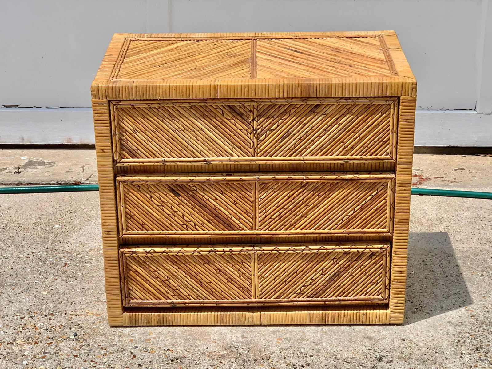 Vintage Gabriella Crespi Style Pencil Reed Bamboo Three Drawer Chest of Drawers - 2