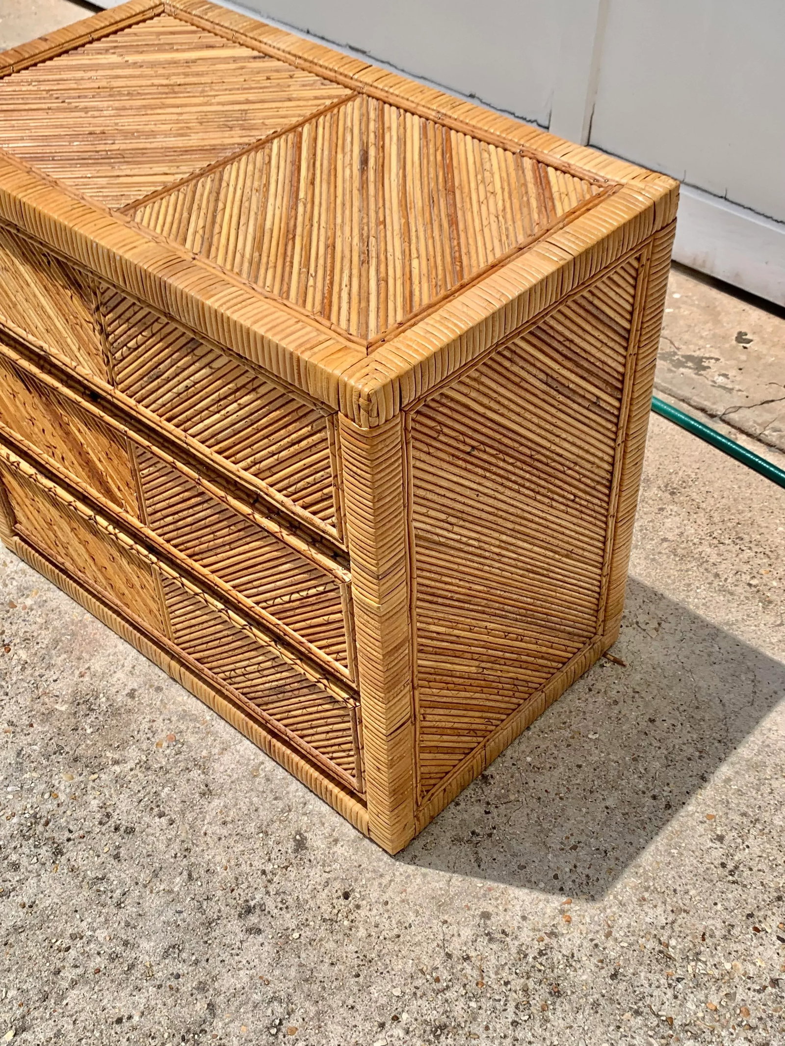 Vintage Gabriella Crespi Style Pencil Reed Bamboo Three Drawer Chest of Drawers - 3