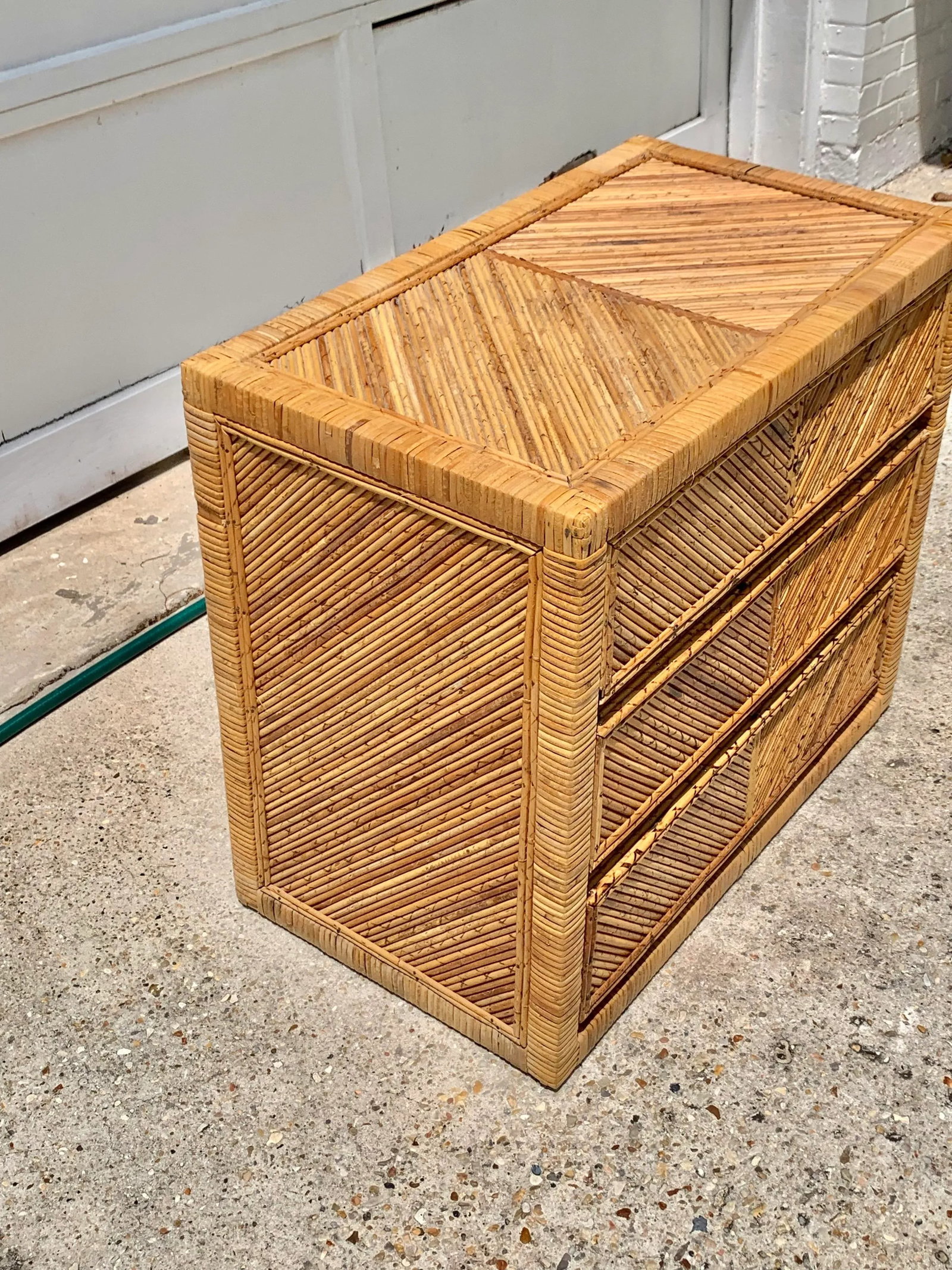 Vintage Gabriella Crespi Style Pencil Reed Bamboo Three Drawer Chest of Drawers - 4