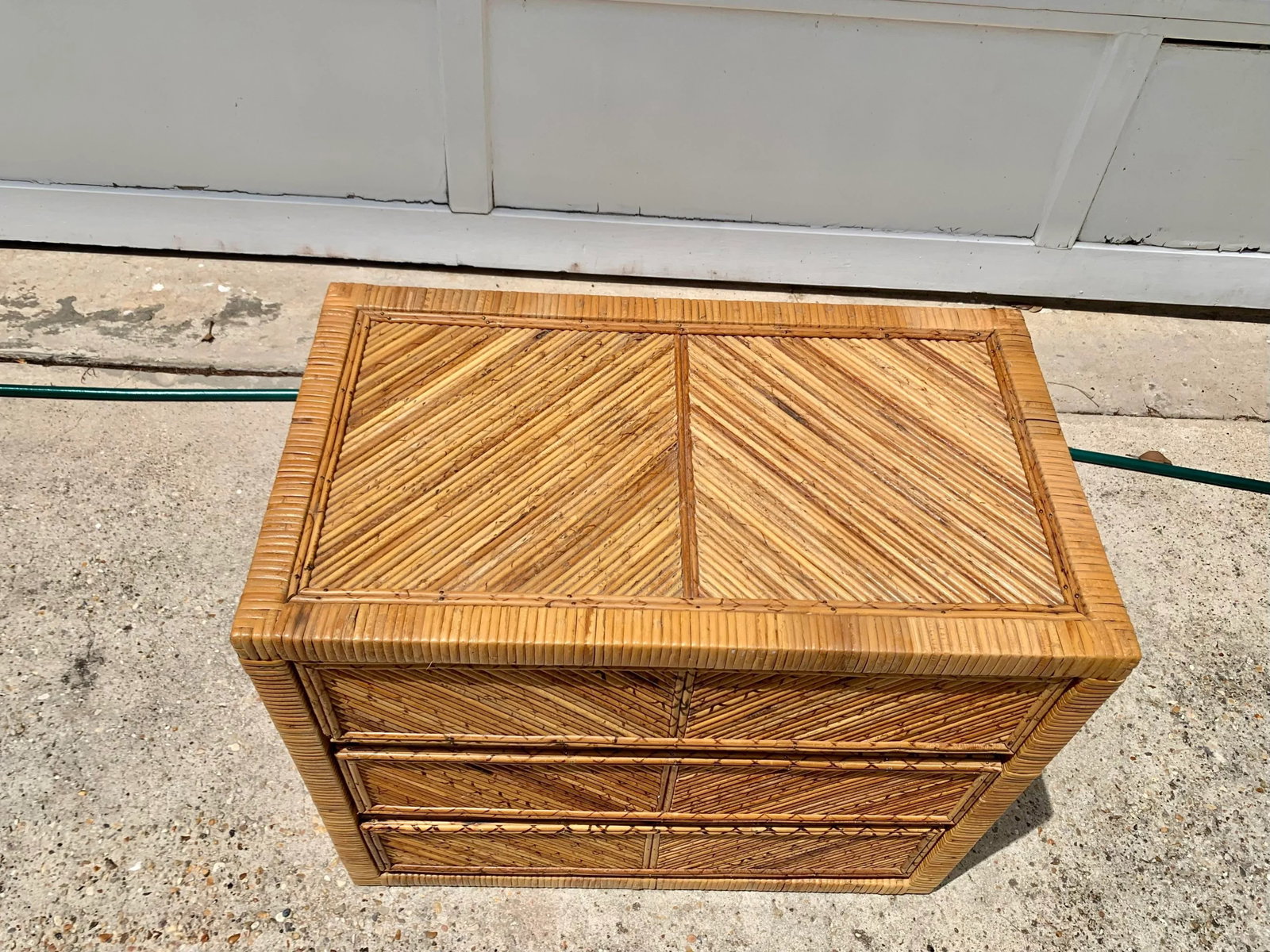 Vintage Gabriella Crespi Style Pencil Reed Bamboo Three Drawer Chest of Drawers - 5